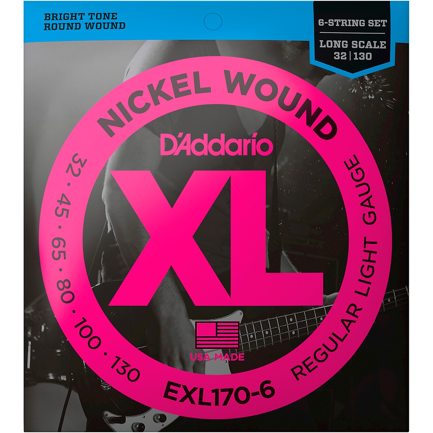 D'Addario EXL170-6 Nickel Round Wound 6 String Long Bass Strings thumbnail