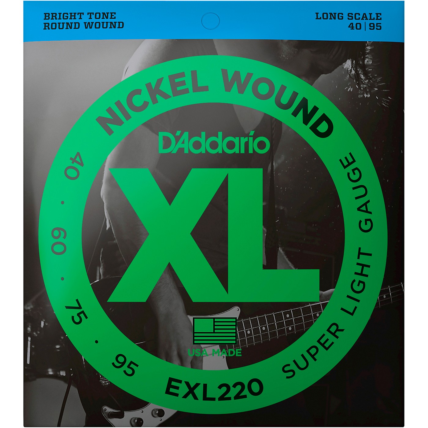 D'Addario EXL220 XL Nickel Round Wound Super Light Bright Electric Bass Strings thumbnail