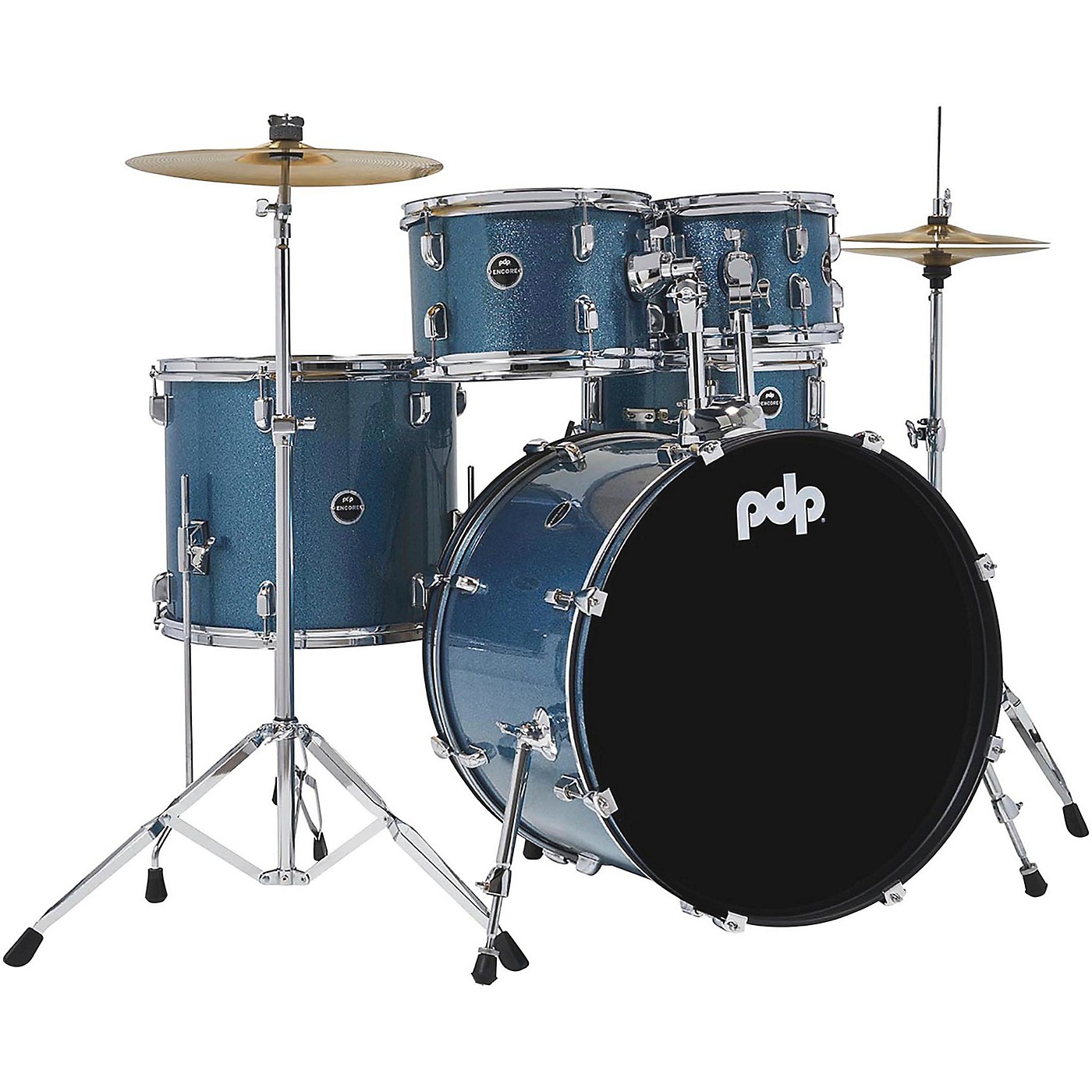 PDP by DW Azure Blue Encore Complete 5Piece Drum Set with Chrome