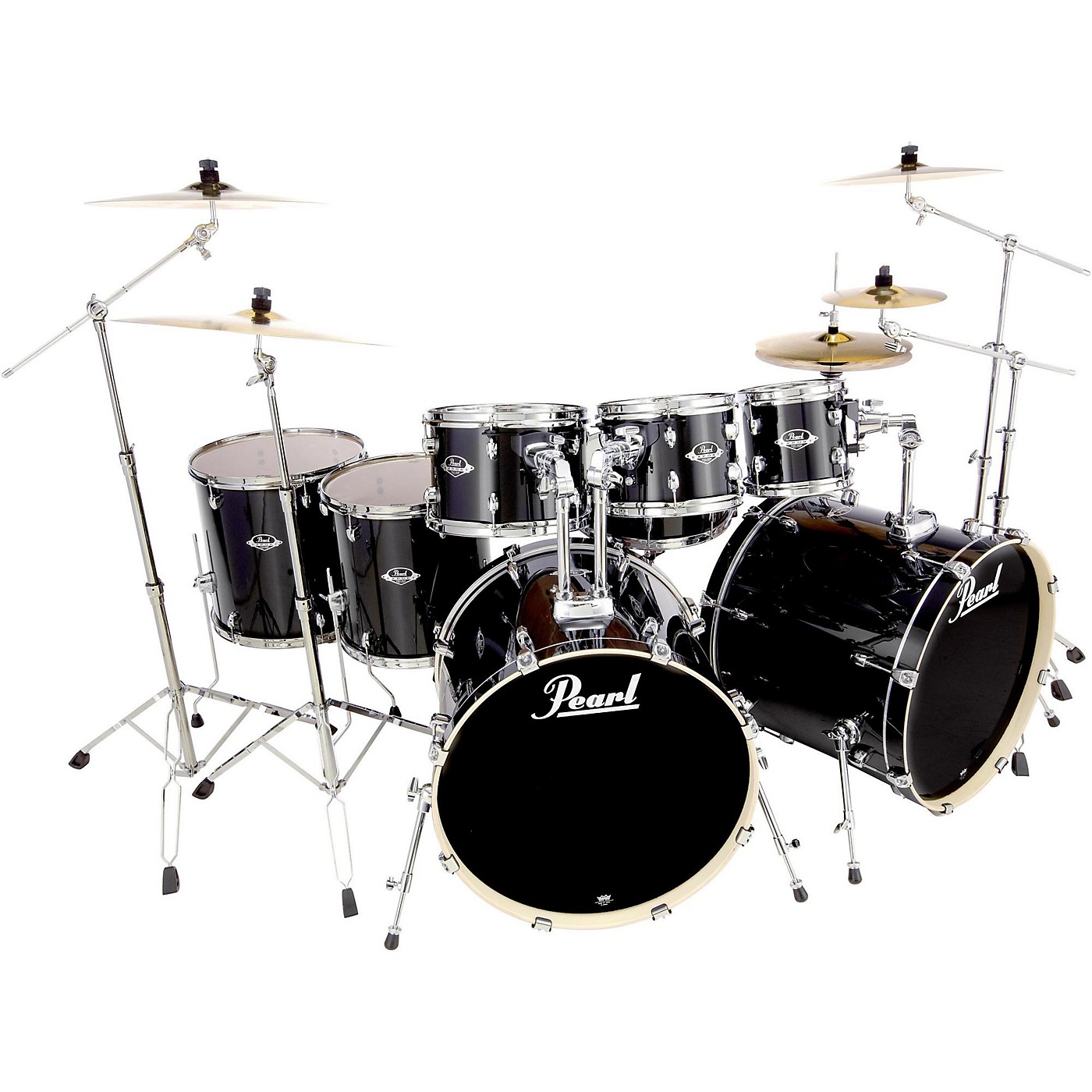 Pearl Export Double Bass 8-Piece Drum Set Jet Black - Woodwind & Brasswind