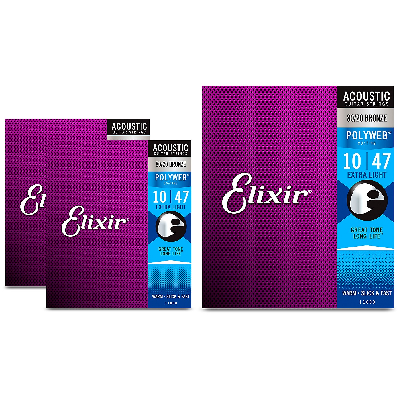 Elixir Extra Light Polyweb Acoustic Guitar Strings 3 Pack thumbnail
