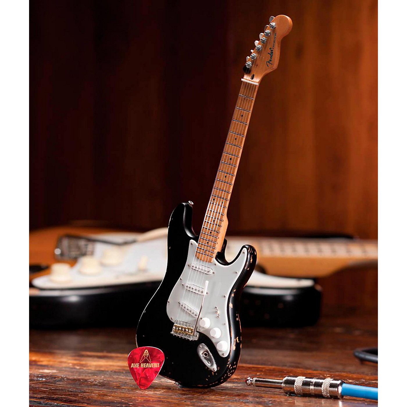 Axe Heaven Fender Stratocaster Black Vintage Distressed Miniature Guitar Replica Collectible thumbnail