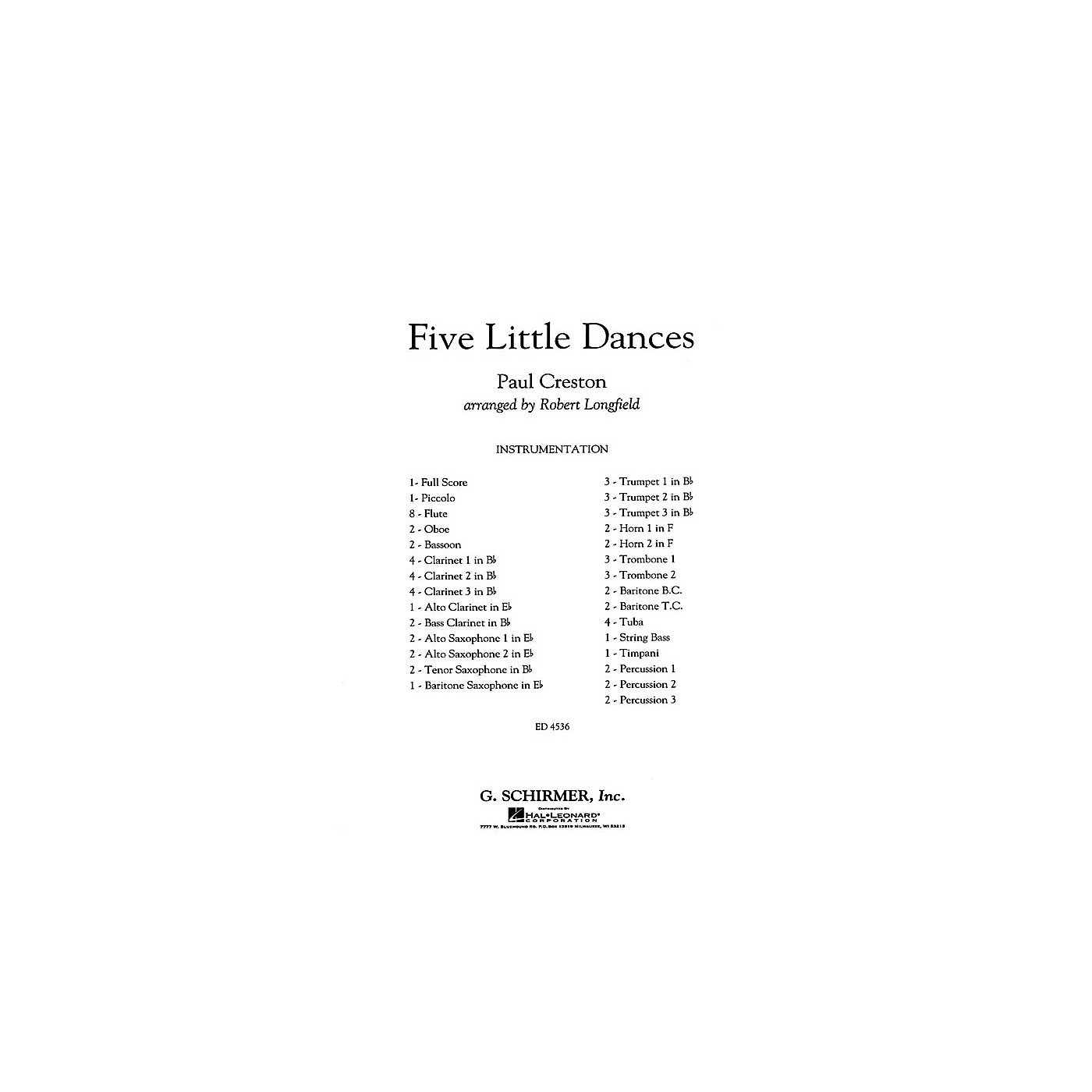 G. Schirmer Five Little Dances Concert Band Level 3 Composed by Paul Creston Arranged by Robert Longfield thumbnail