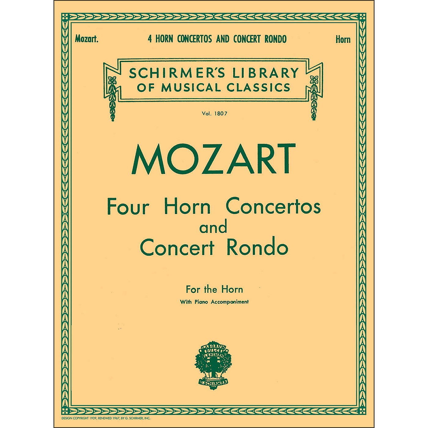 G. Schirmer Four Horn Concertos And Concert Rondo for The Horn with Piano Accompaniment thumbnail