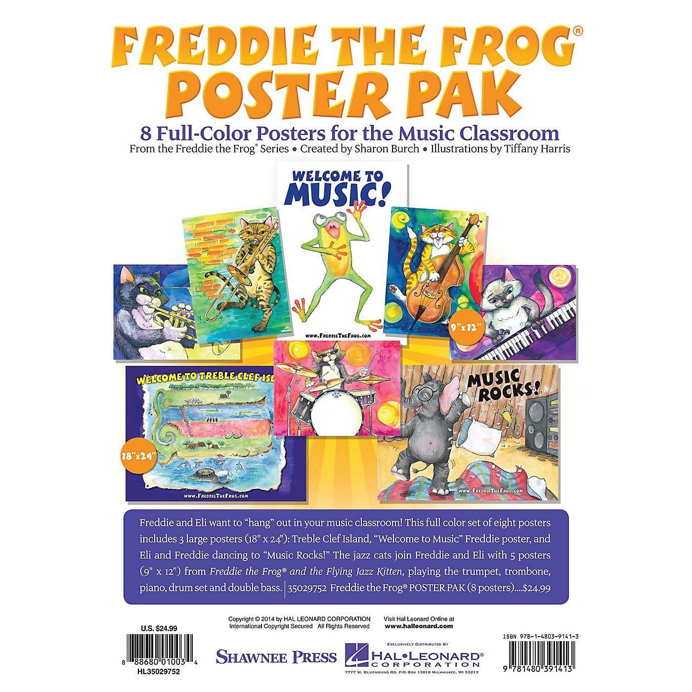 Shawnee Press Freddie the Frog Poster Pak POSTER PAK by Tiffany Harris Composed by Sharon Burch thumbnail