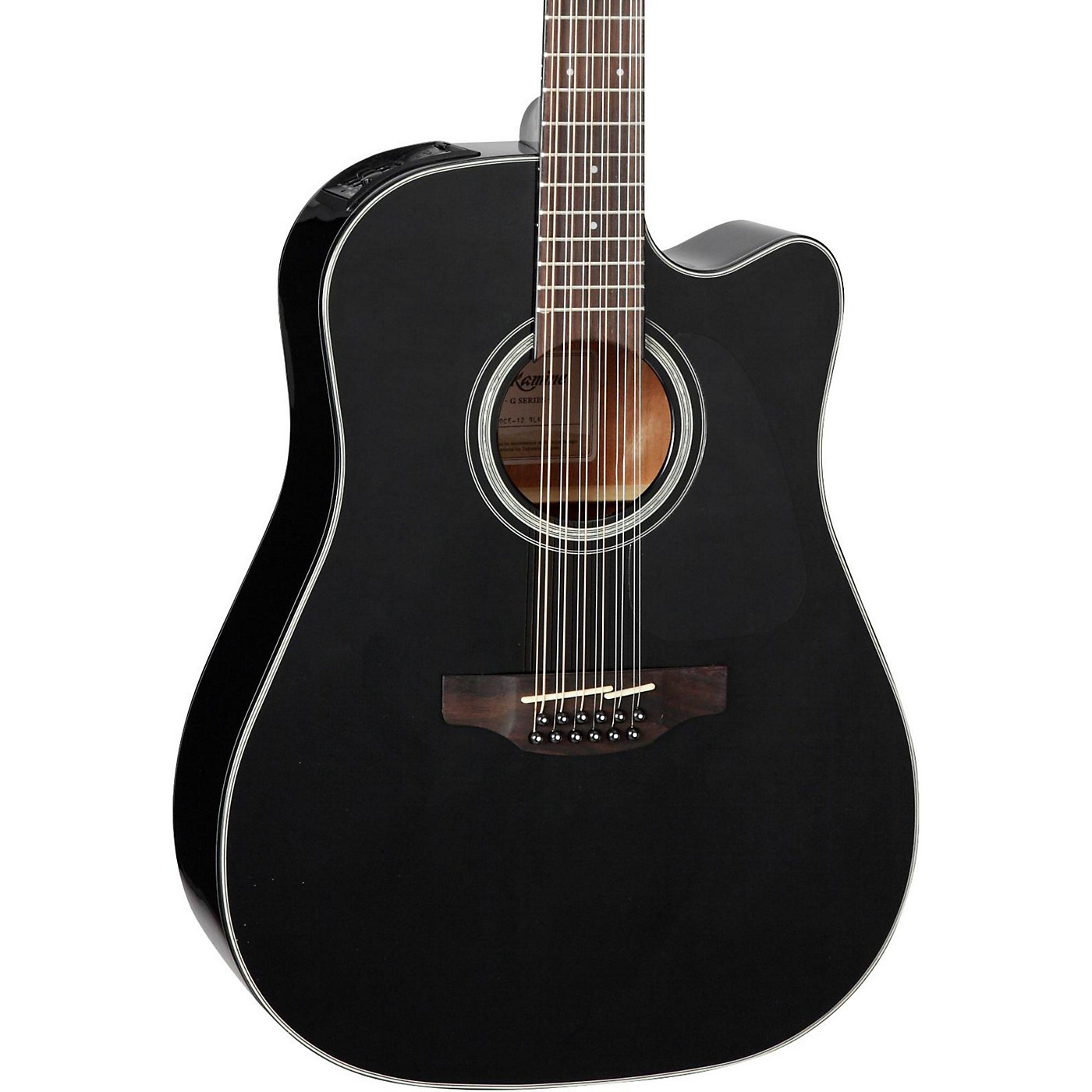 black 12 string acoustic guitar