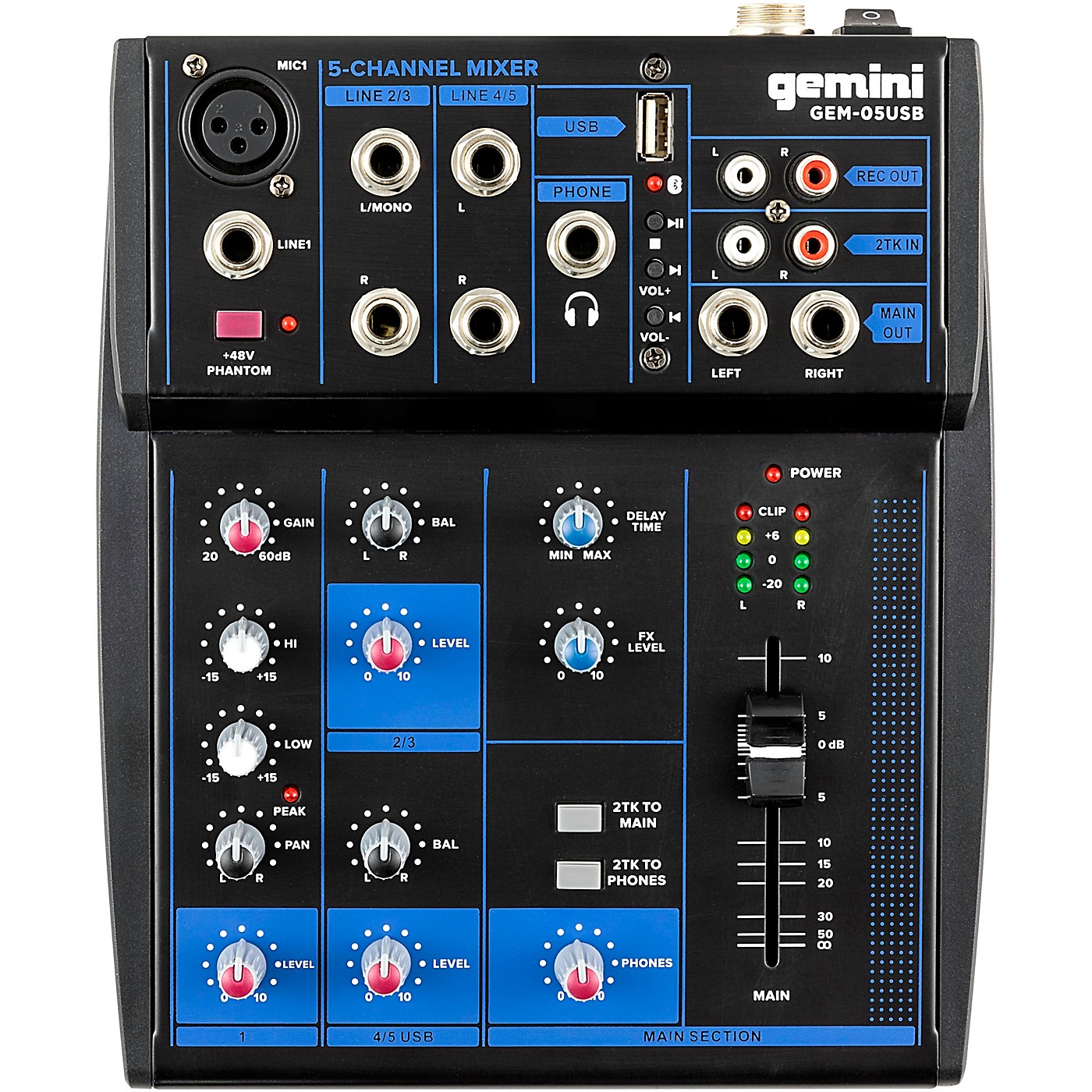 Gemini GEM-05USB 5 Channel USB mixer with Bluetooth thumbnail