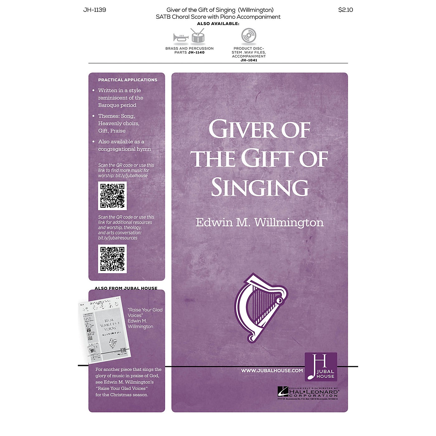 Jubal House Publications Giver of the Gift of Singing SATB composed by Edwin Willmington thumbnail