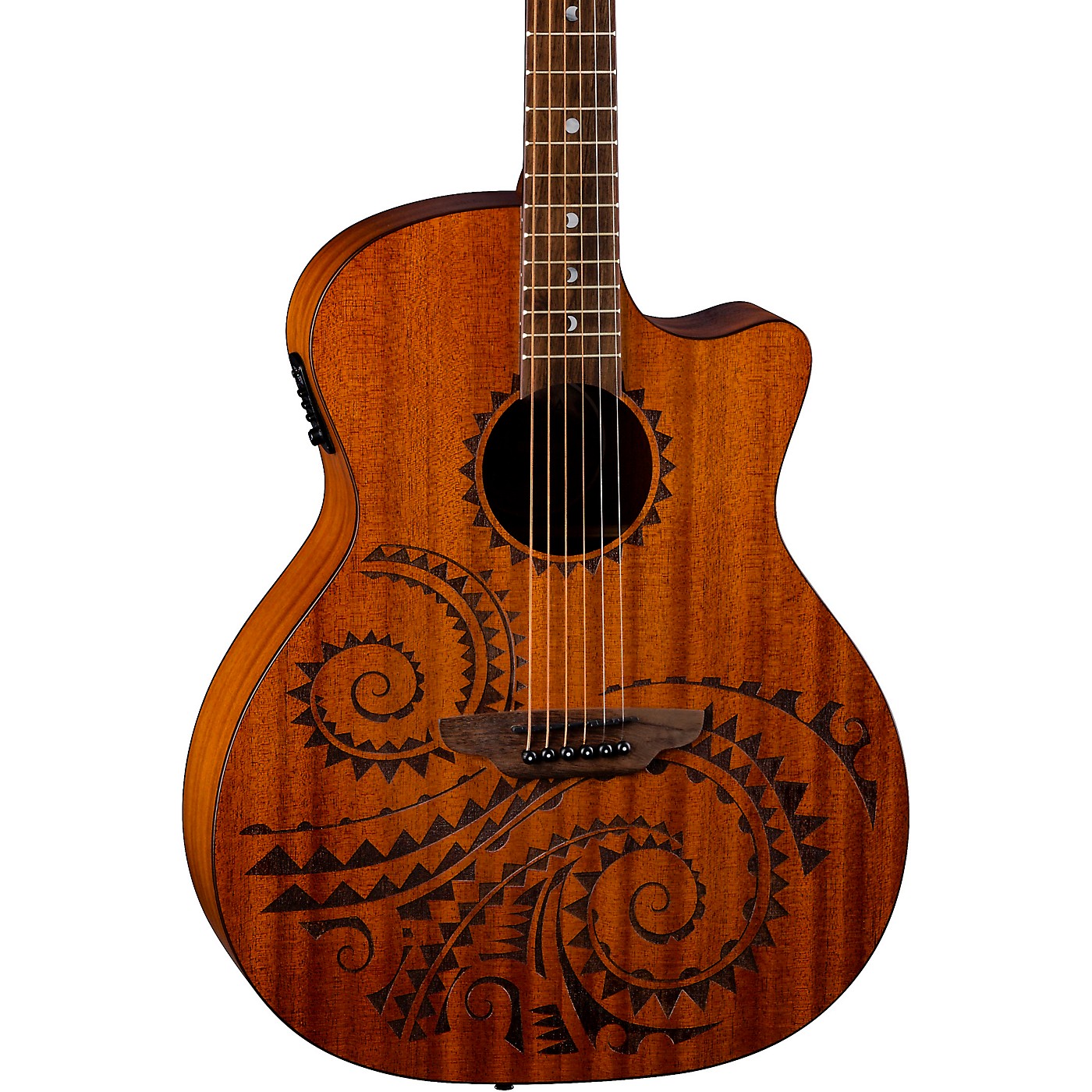 Luna Guitars Gypsy Tattoo Mahogany Acoustic-Electric Grand Concert Guitar thumbnail
