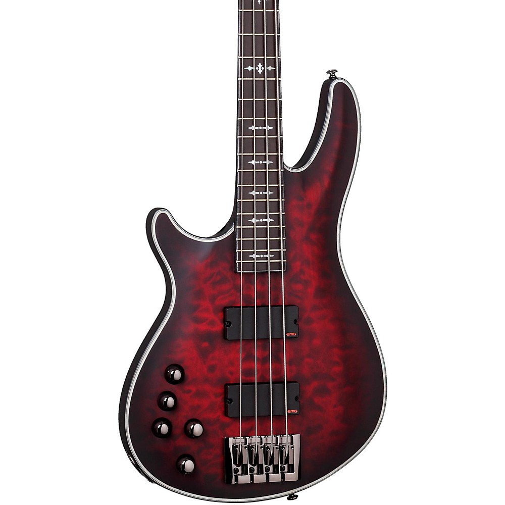 Schecter Hellraiser Extreme 4 Left Handed Bass Guitar Satin Crimson Red