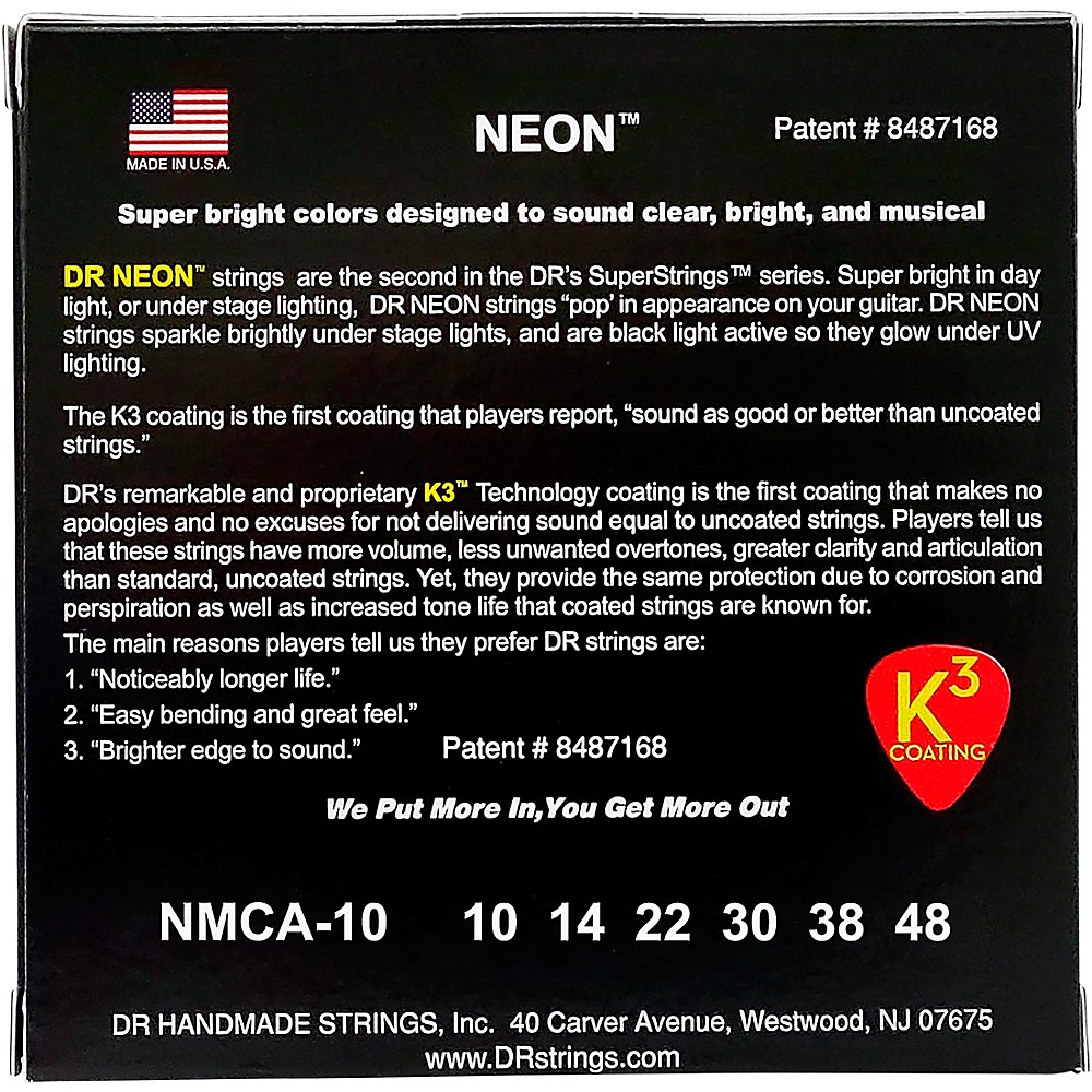 DR Strings Hi-Def NEON Multi-Color Coated Lite Acoustic Guitar Strings