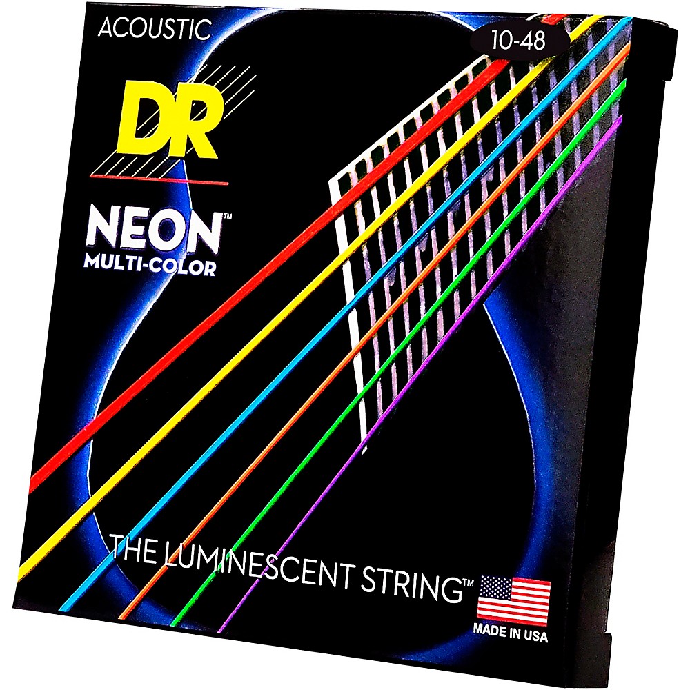 DR Strings Hi-Def NEON Multi-Color Coated Lite Acoustic Guitar Strings