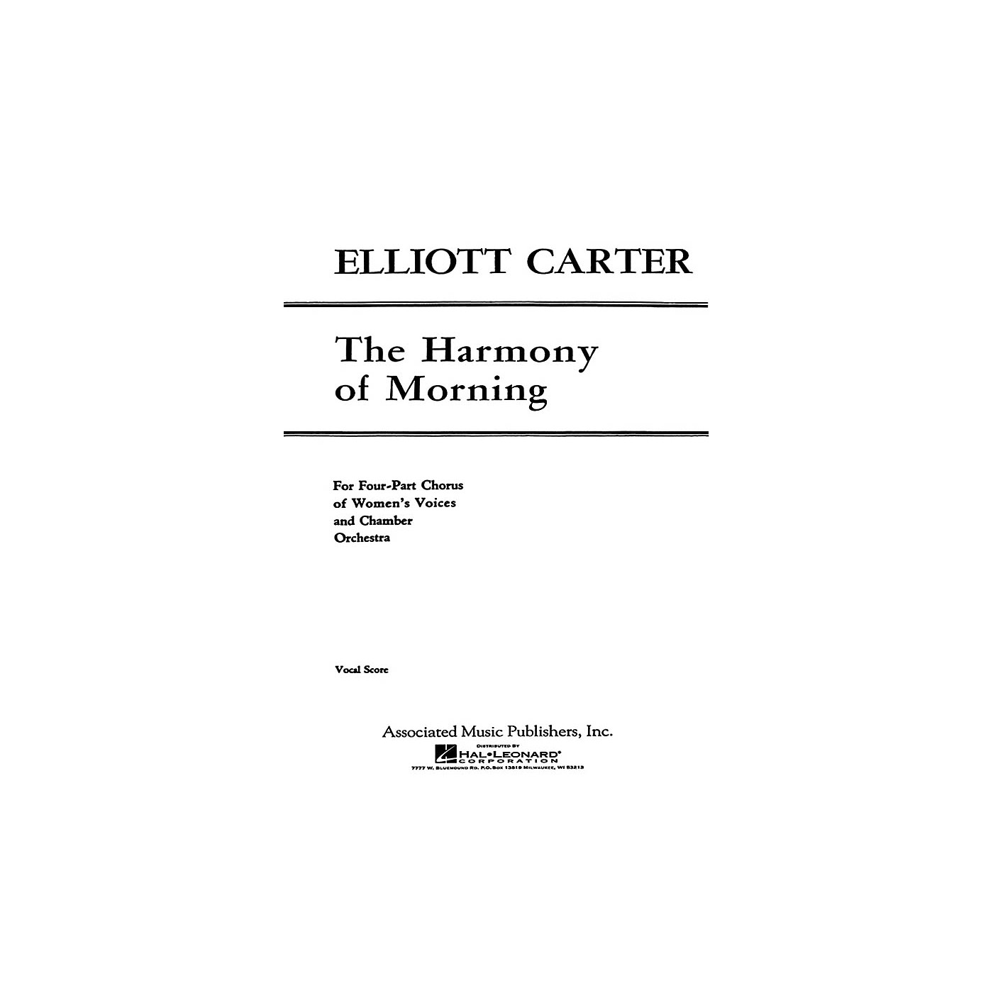 G. Schirmer Harmony Of Morning - SSAA/Pnovocal Score SSAA composed by E Carter thumbnail