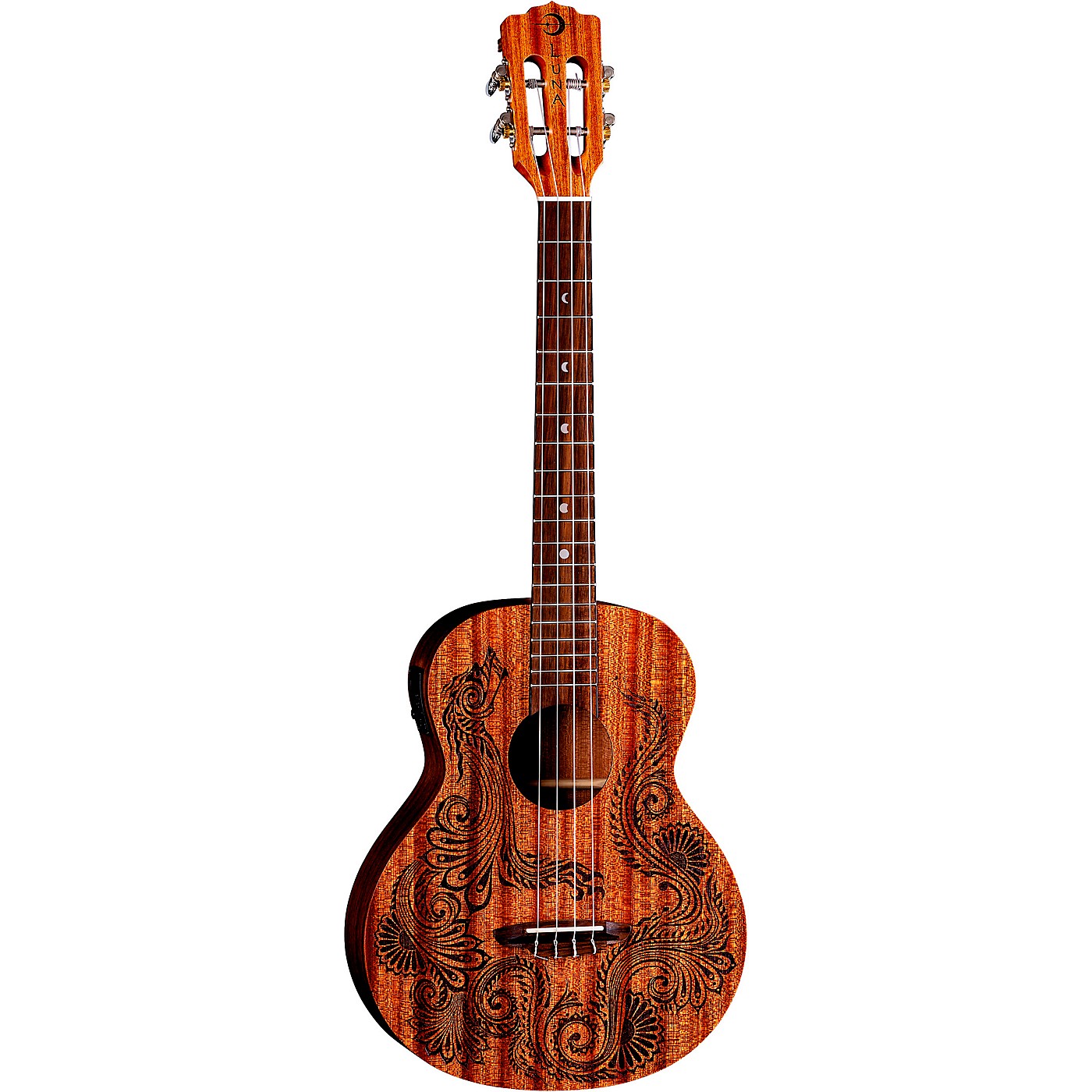 Luna Guitars Henna Dragon Mahogany Baritone Acoustic-Electric Ukulele thumbnail