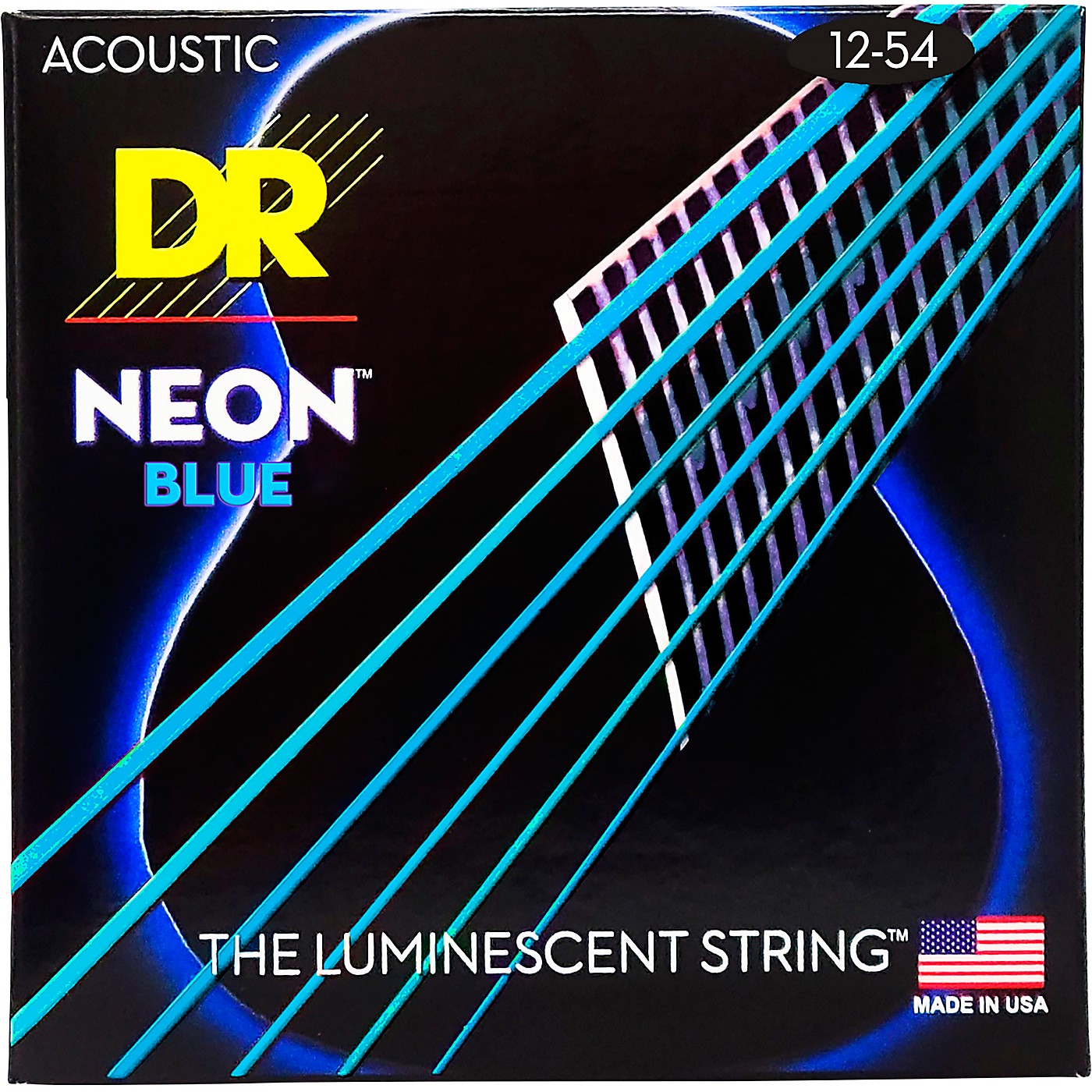 DR Strings Hi-Def NEON Blue Coated Medium Acoustic Guitar Strings (12-54) thumbnail