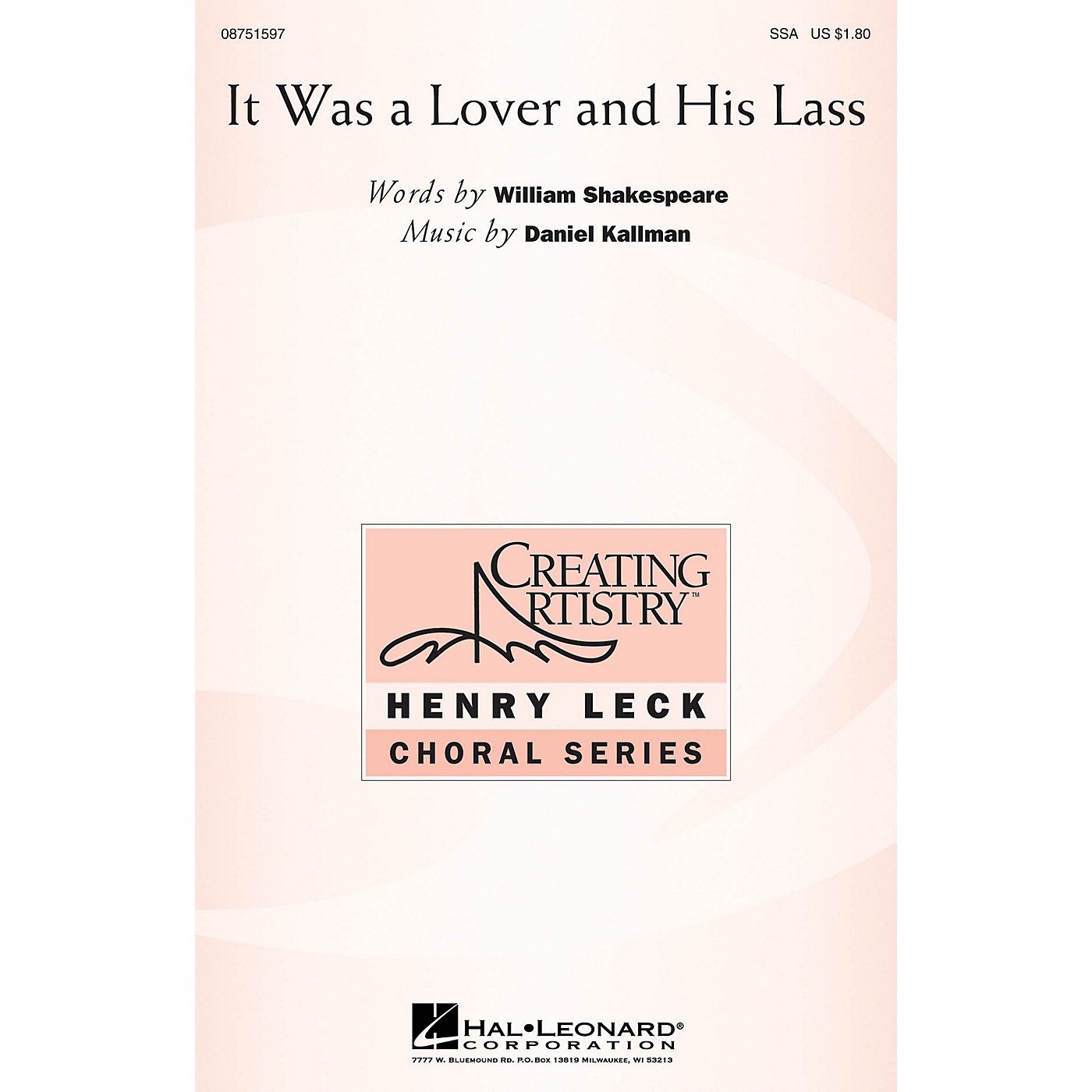 Hal Leonard It Was a Lover and His Lass SSA composed by Daniel Kallman thumbnail