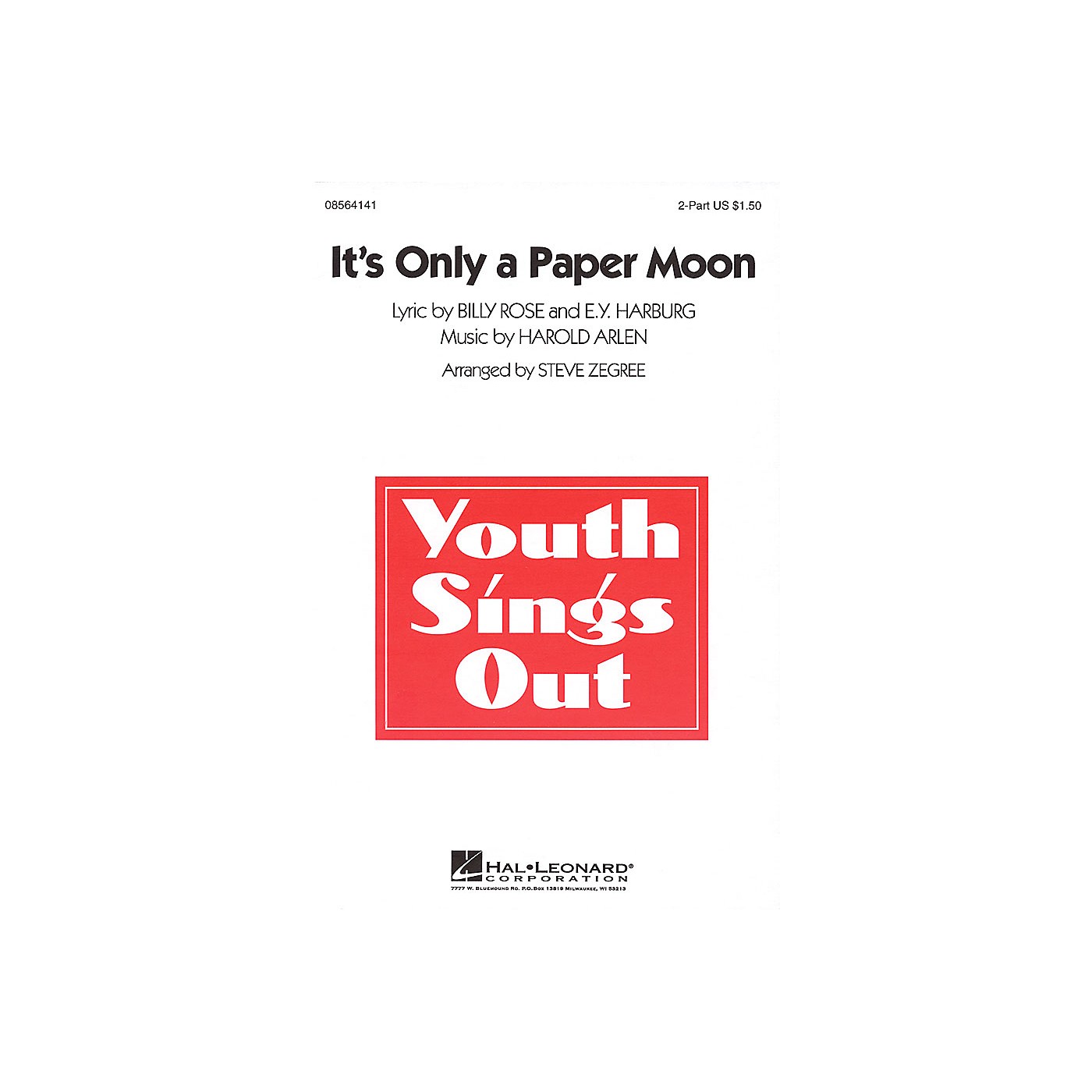 Hal Leonard It's Only a Paper Moon 2-Part arranged by Steve Zegree thumbnail
