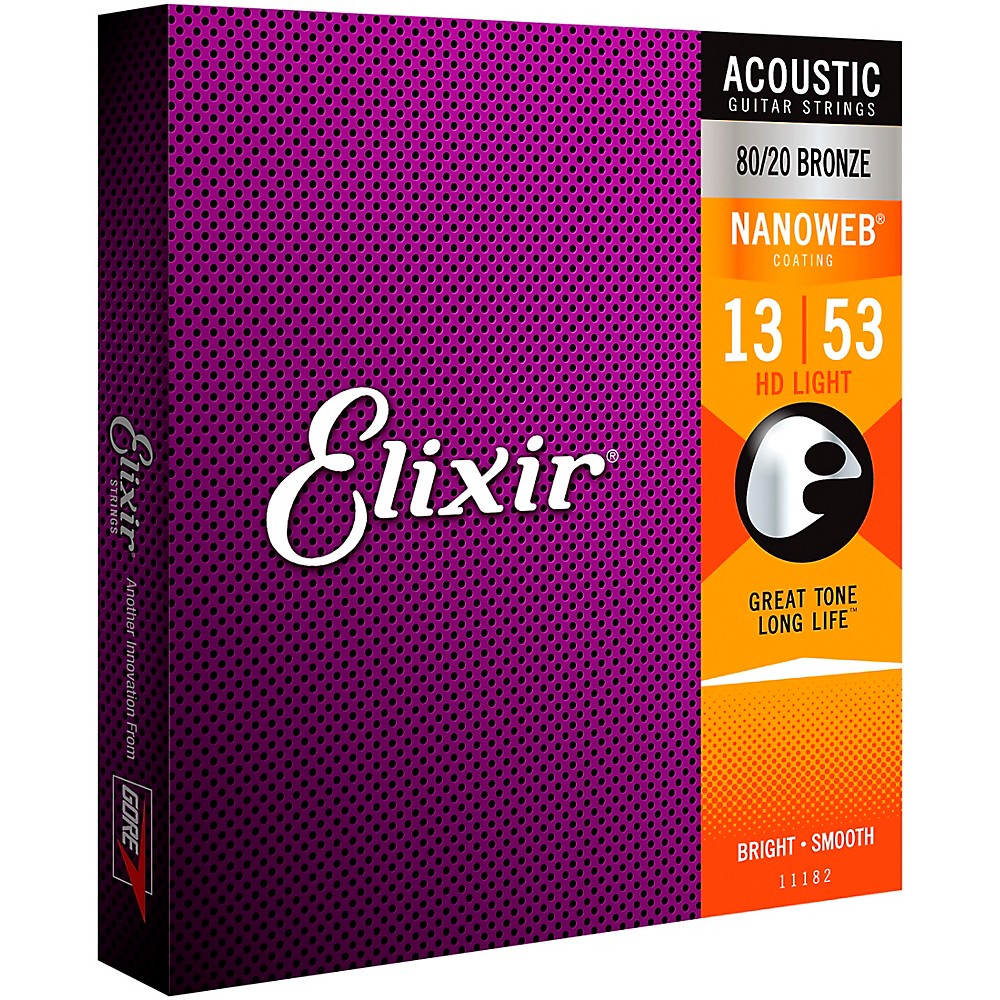 Струны для акустической гитары Elixir Nanoweb HD Light 80/20