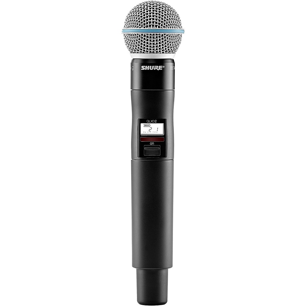 Shure QLXD2/BETA58A Wireless Handheld Mic Transmitter w/BETA 58A Mic Cap Bnd H50