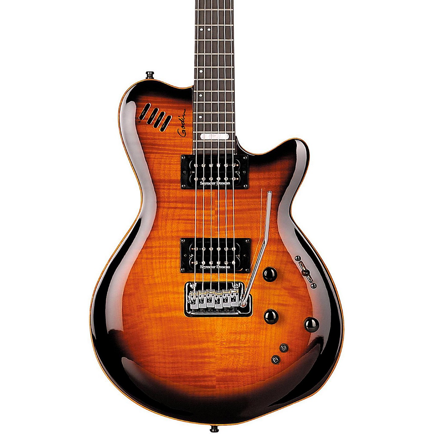 Godin LGXT AA Flamed Maple Top Electric Guitar Cognac Burst Woodwind