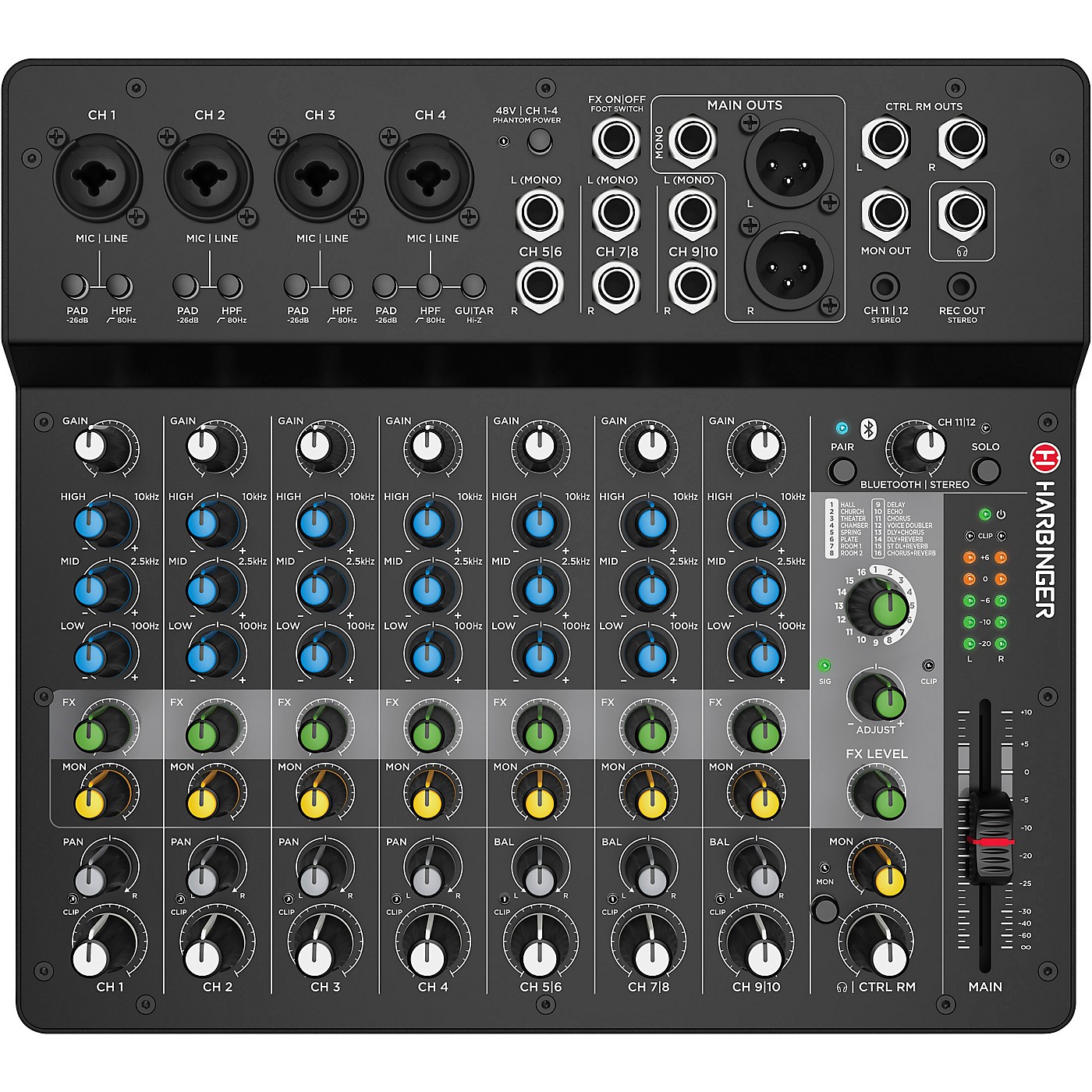 Harbinger LV12 12-Channel Analog Mixer with Bluetooth & FX thumbnail