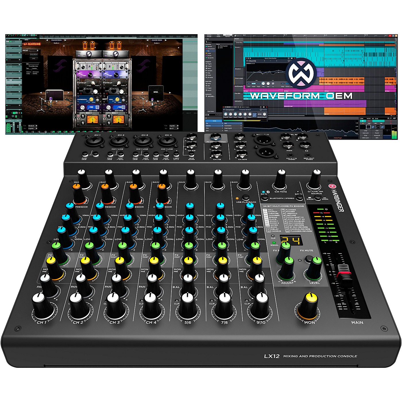 Harbinger LX12 12-Channel Analog Mixer With Bluetooth, FX and USB Audio thumbnail