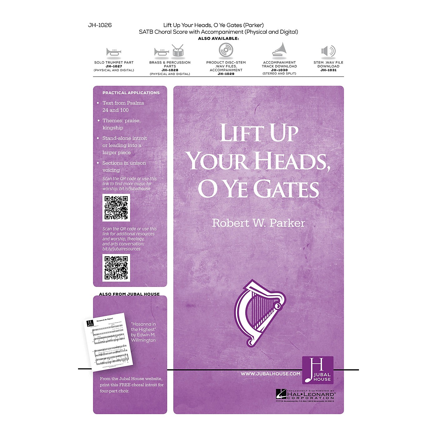 Jubal House Publications Lift Up Your Heads, O Ye Gates BRASS/PERCUSSION PARTS Composed by Robert W. Parker thumbnail