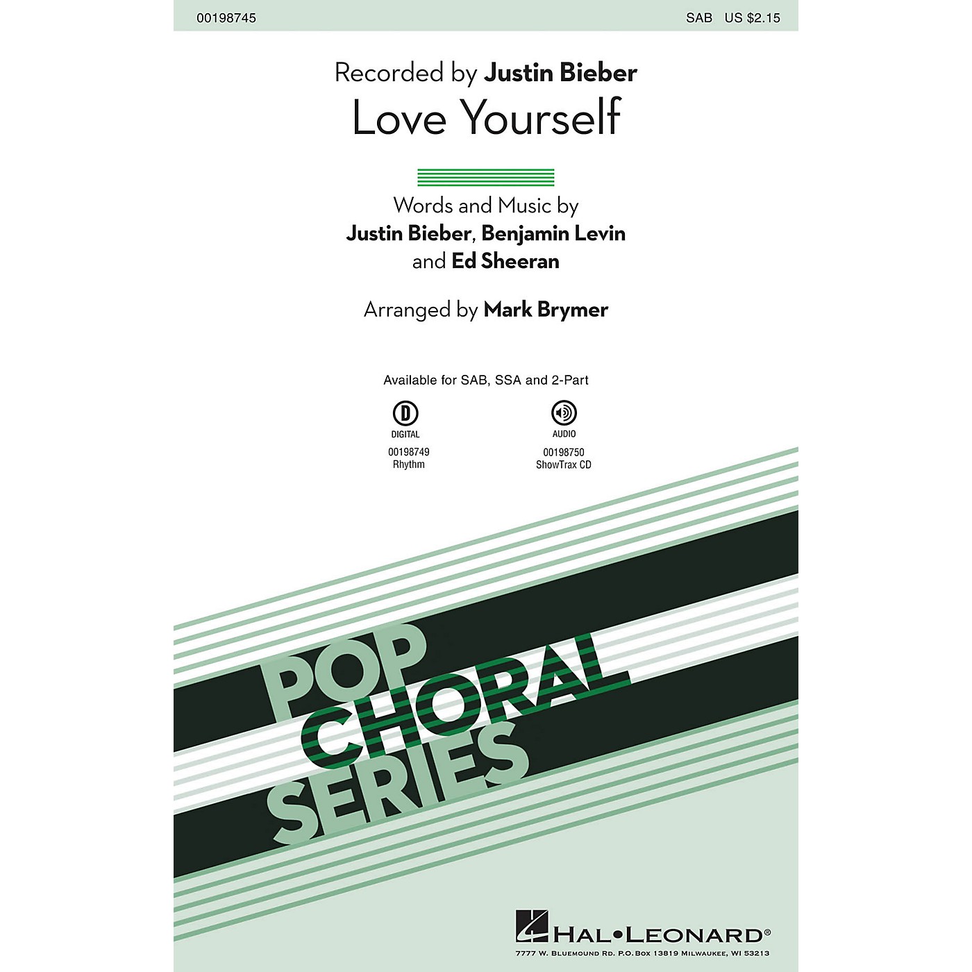 Hal Leonard Love Yourself SSA by Justin Bieber Arranged by Mark Brymer thumbnail