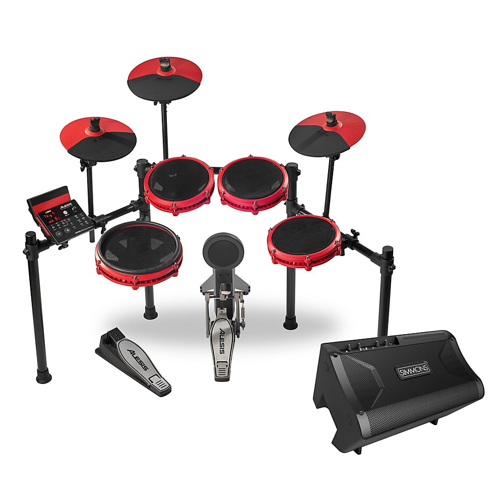 Alesis NITRO MAX 8-Piece Electronic Drum Set wBluetoothSoundsDrum Amp Red 92690₽