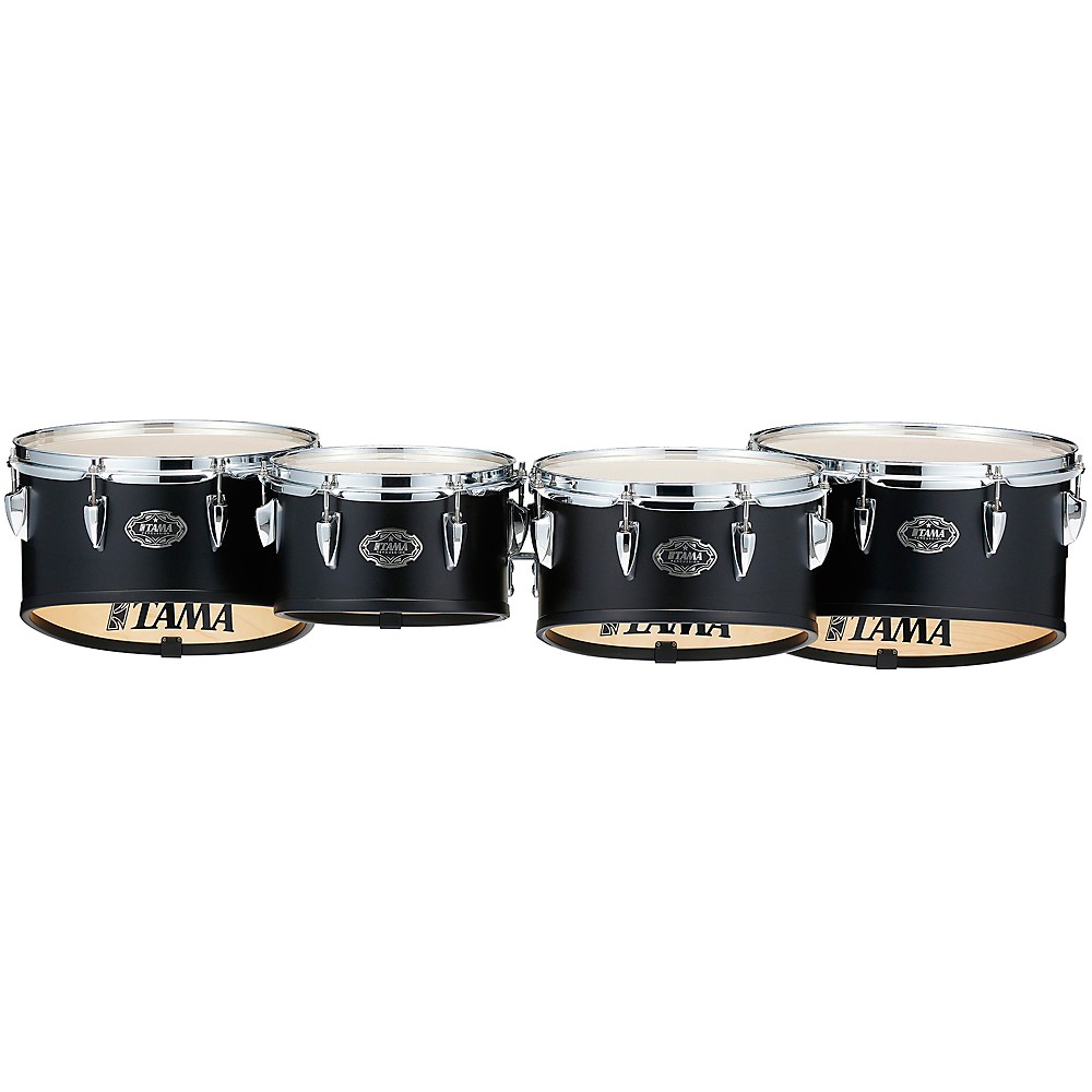 Tama Marching Fieldstar Marching Tenor Drums, Quad W/Power Cut, Blk 10,12,13,14"