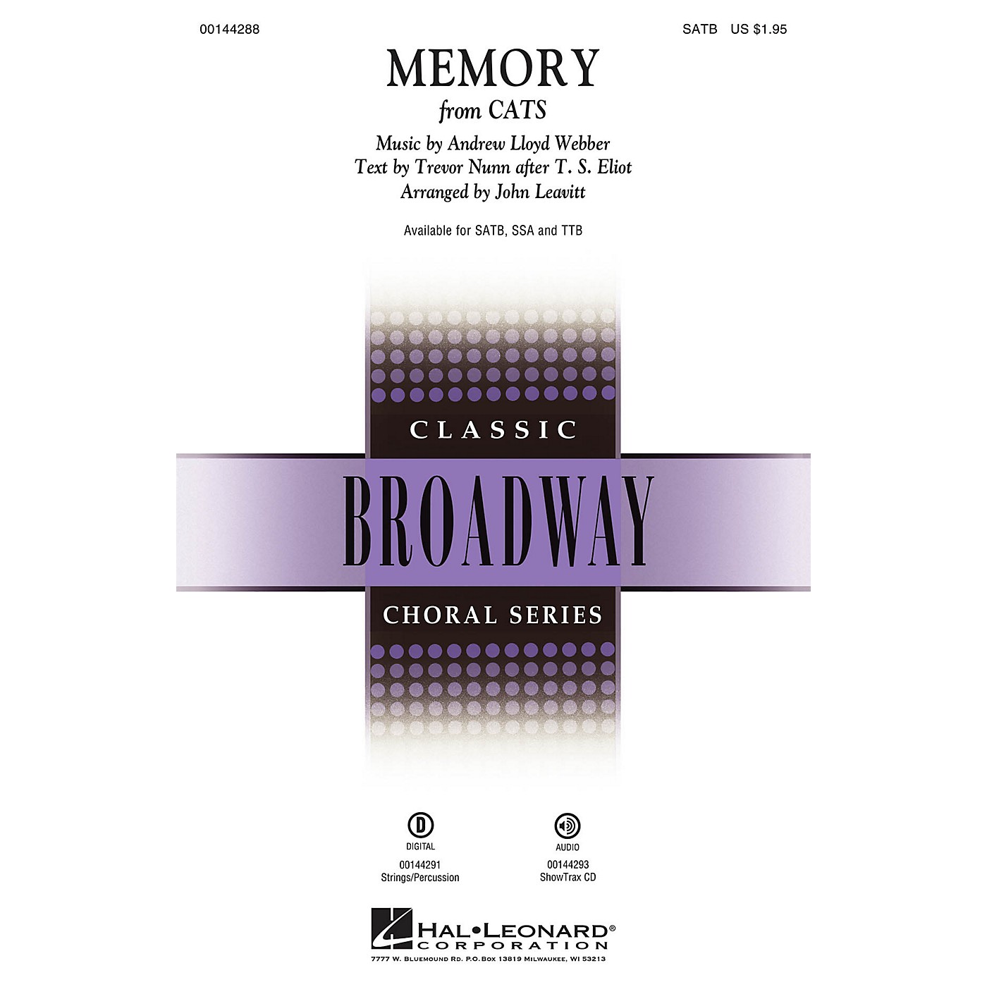 Hal Leonard Memory (from Cats) SATB arranged by John Leavitt thumbnail