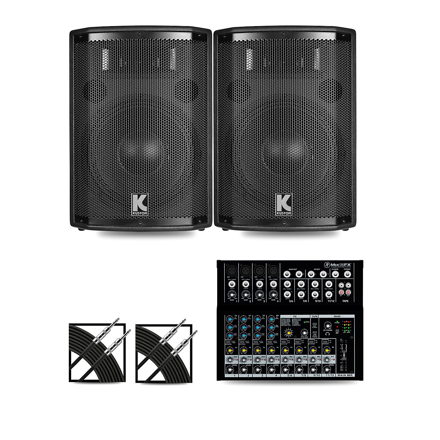 Mackie Mix12FX Mixer and Kustom HiPAC Speakers thumbnail