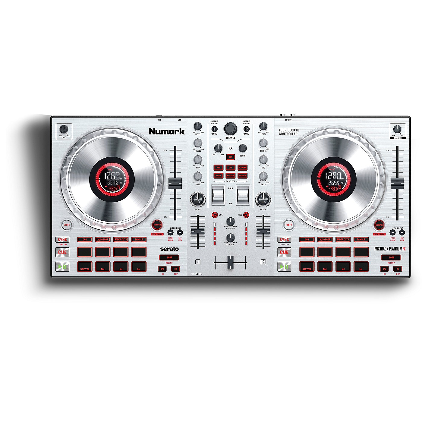 Numark Mixtrack Platinum FX Silver DJ Controller With InWheel Display