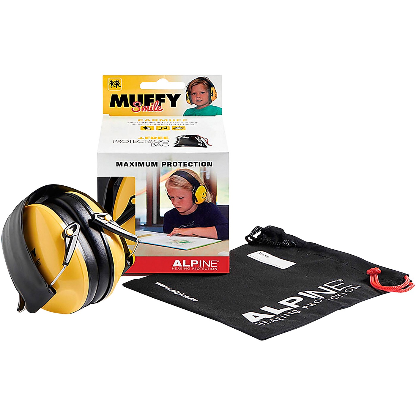 Alpine Hearing Protection Muffy Smile Yellow Protective Headphones thumbnail