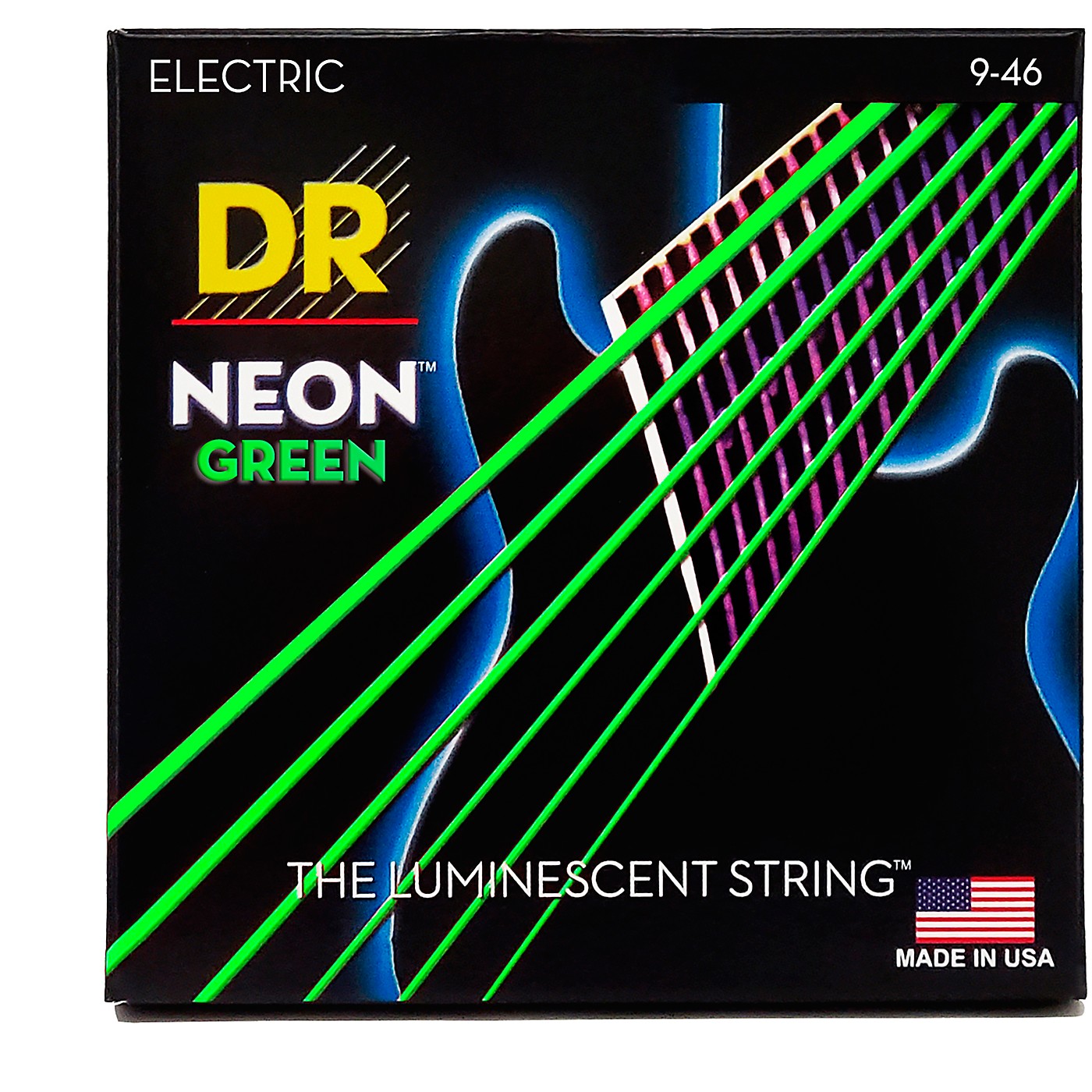 DR Strings NEON Hi-Def Green SuperStrings Light Top Heavy Bottom Electric Guitar Strings thumbnail