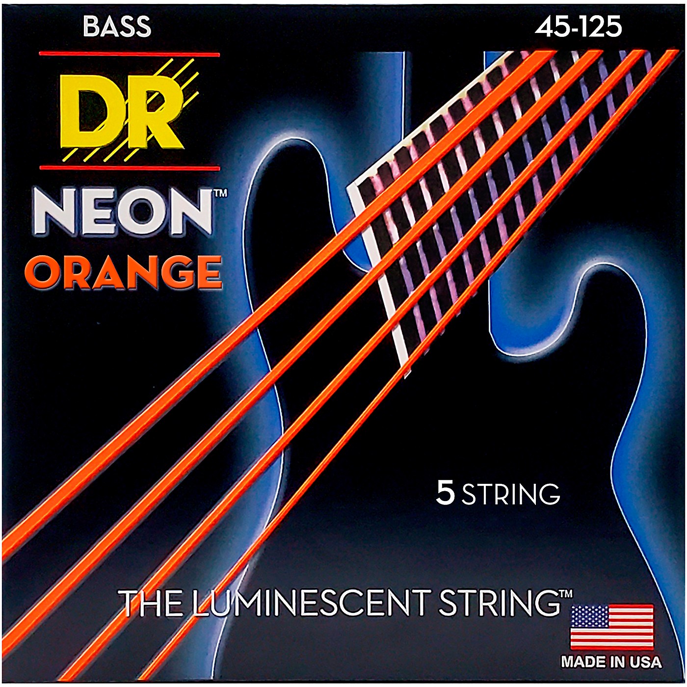 DR Strings NEON Hi-Def Orange Bass SuperStrings Medium 5-String thumbnail