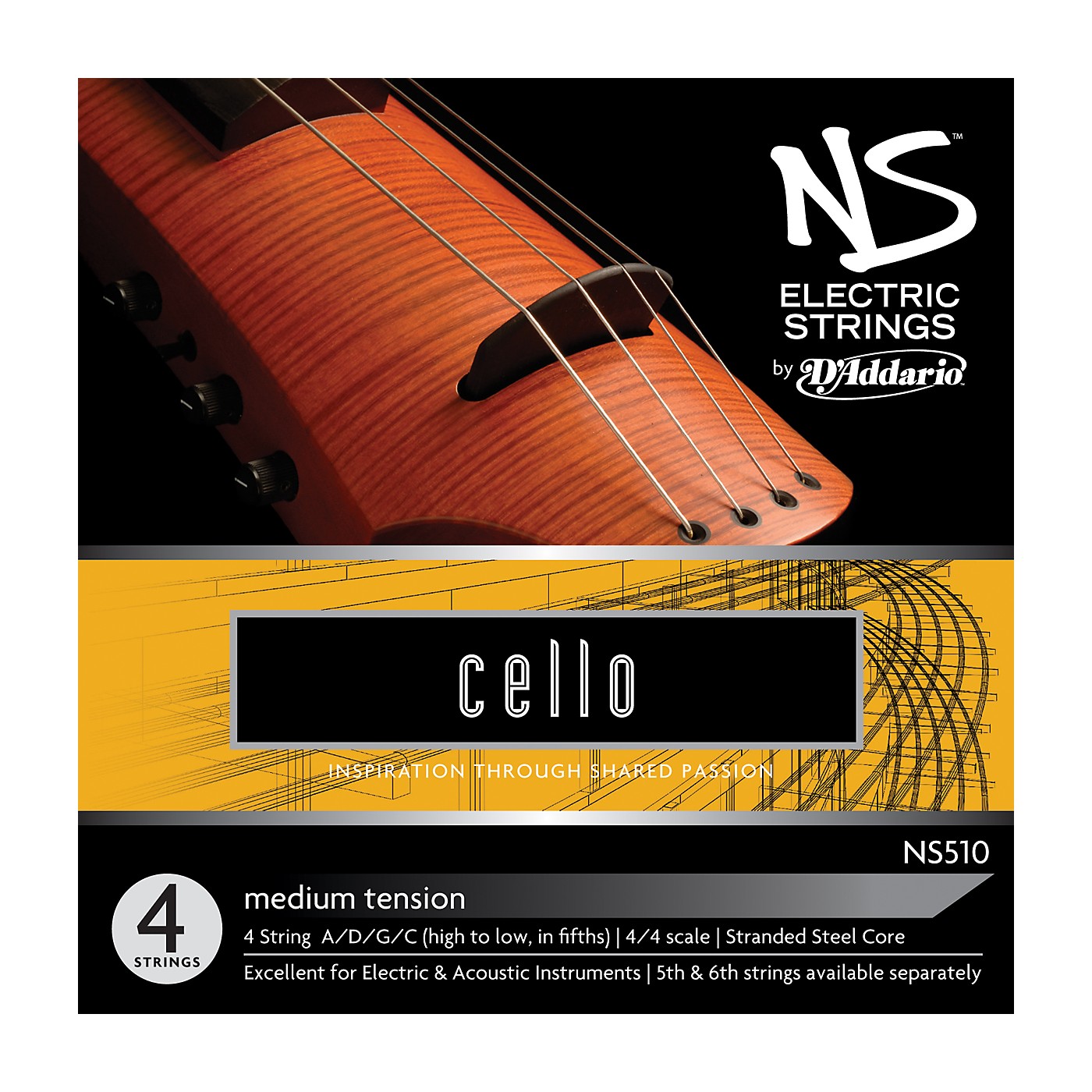 D'Addario NS510 NS Electric Cello Strings thumbnail