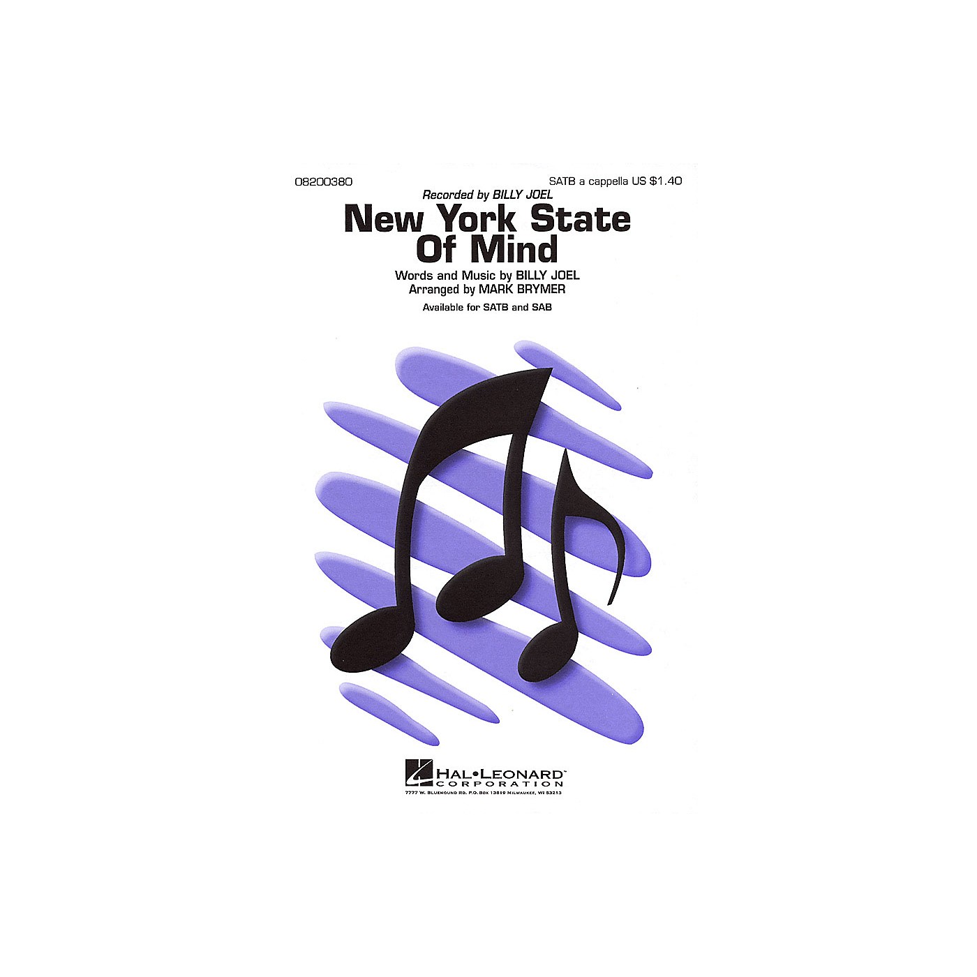 Hal Leonard New York State of Mind SATB a cappella by Billy Joel arranged by Mark Brymer thumbnail