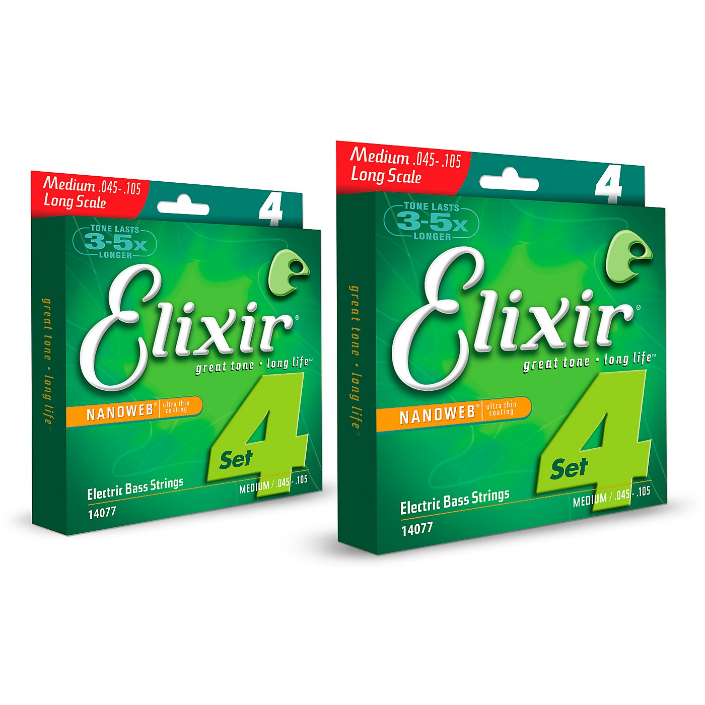 Elixir Nickel-Plated Steel 4-String Bass Strings with NANOWEB Coating, Long Scale, Light (.045-.105) 2-Pack thumbnail