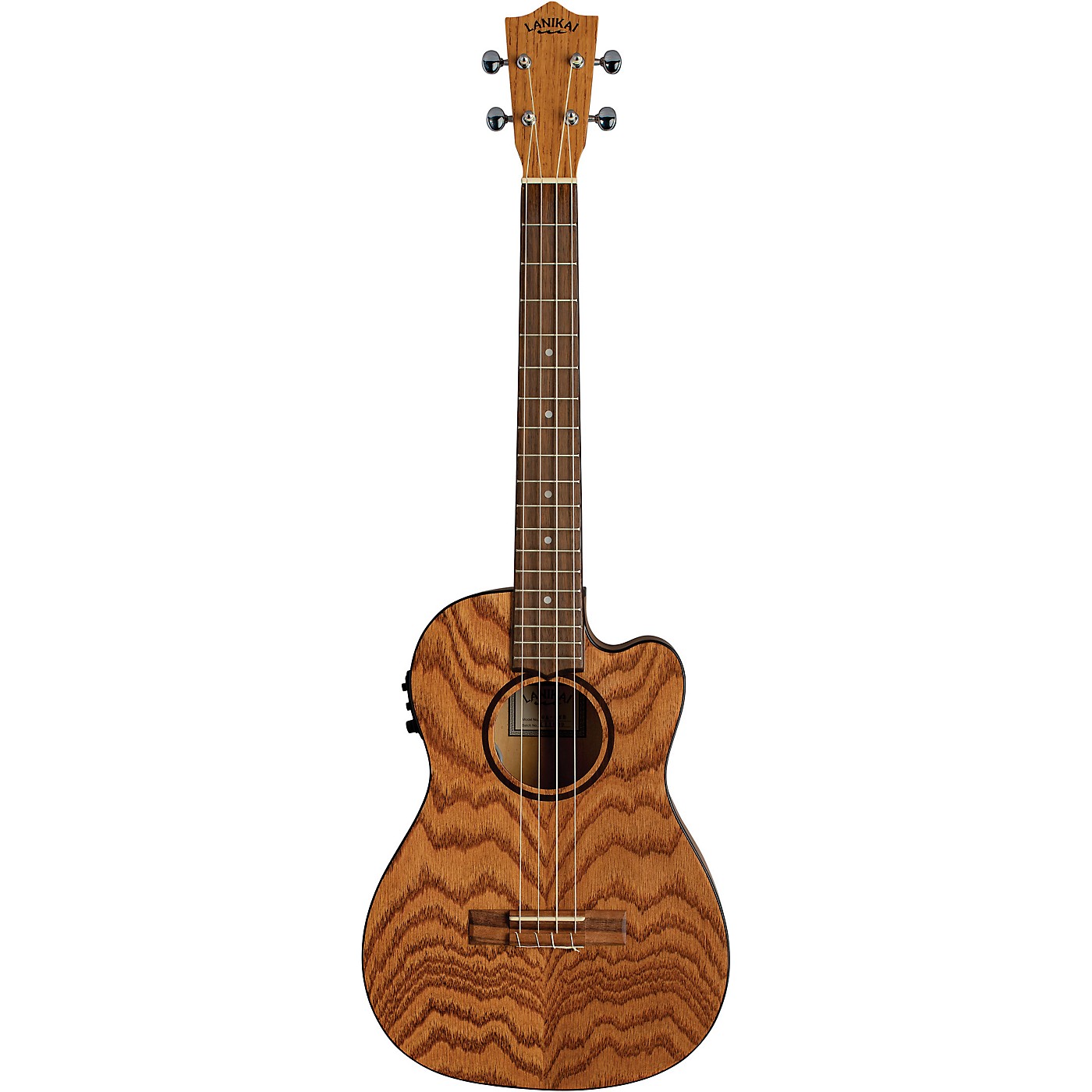 Lanikai Oak AcousticElectric Baritone Ukulele With Cutaway Woodwind
