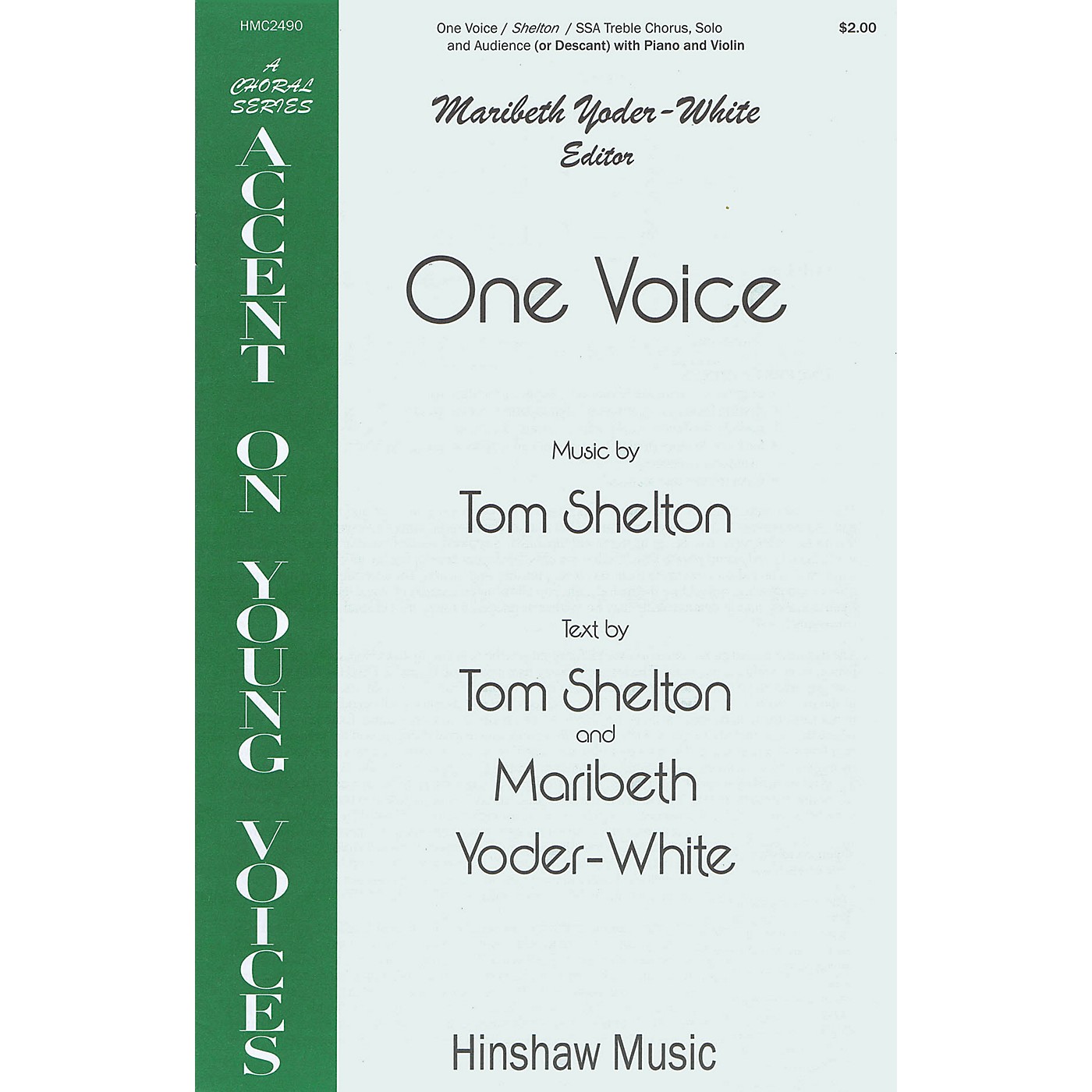 Hinshaw Music One Voice SSA composed by Tom Shelton thumbnail