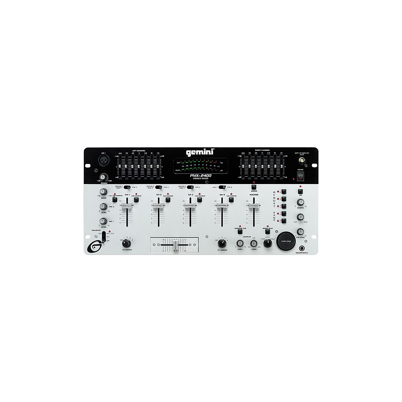 Gemini PMX2400 FourChannel DJ Mixer with Sampler Woodwind & Brasswind