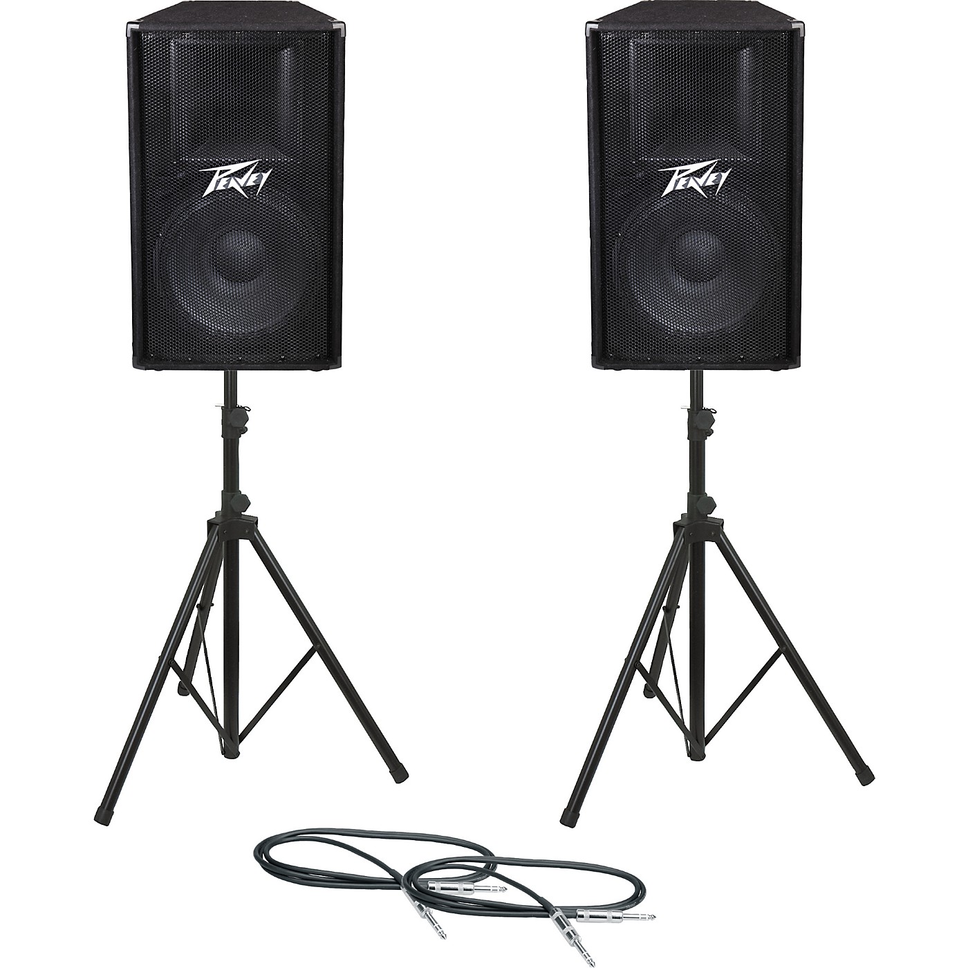 Peavey PV115 Speaker Pair with Stands and Cables thumbnail