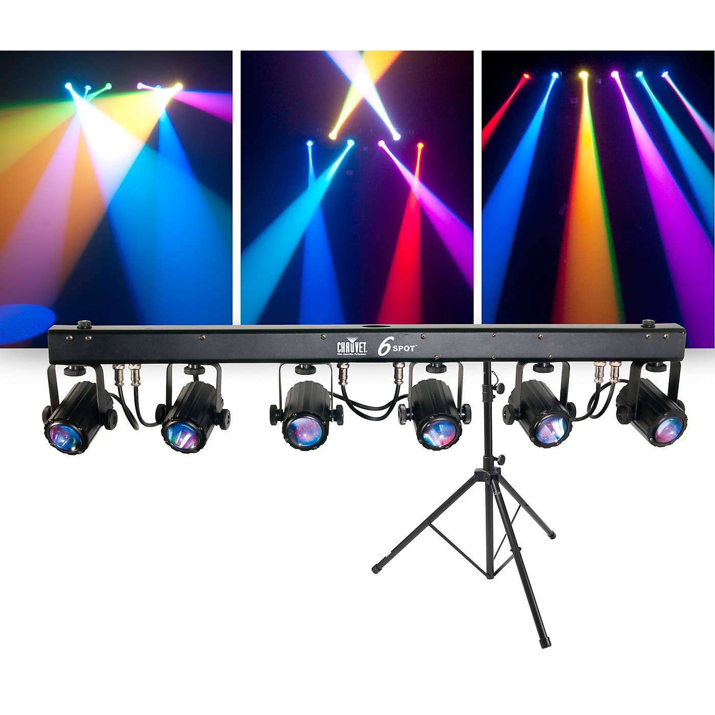 CHAUVET DJ Package with 6SPOT RGB LED Beam Lighting System and Stand ...