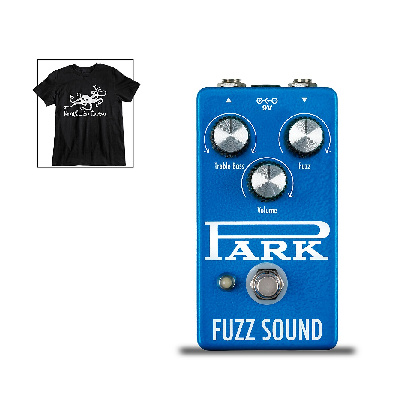 EarthQuaker Devices Park Fuzz Vintage Tone Guitar Effects Pedal and Octoskull T-Shirt Large Black thumbnail