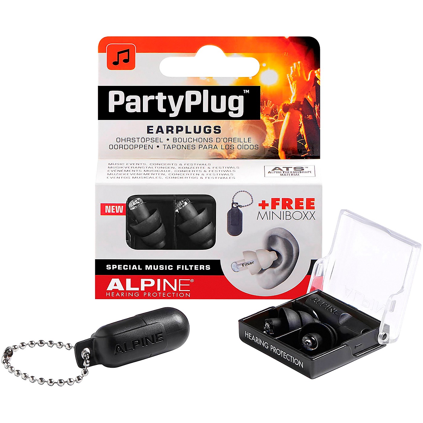 Alpine Hearing Protection PartyPlug Earplugs Black thumbnail