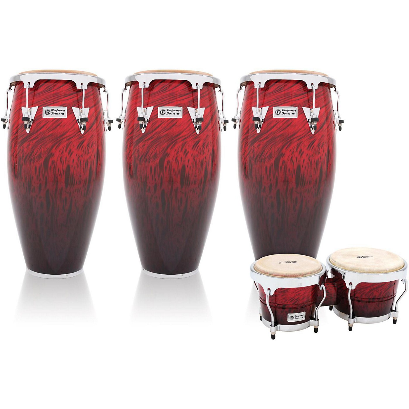 Lp Performer Series 3 Piece Conga And Bongo Set With Chrome Hardware