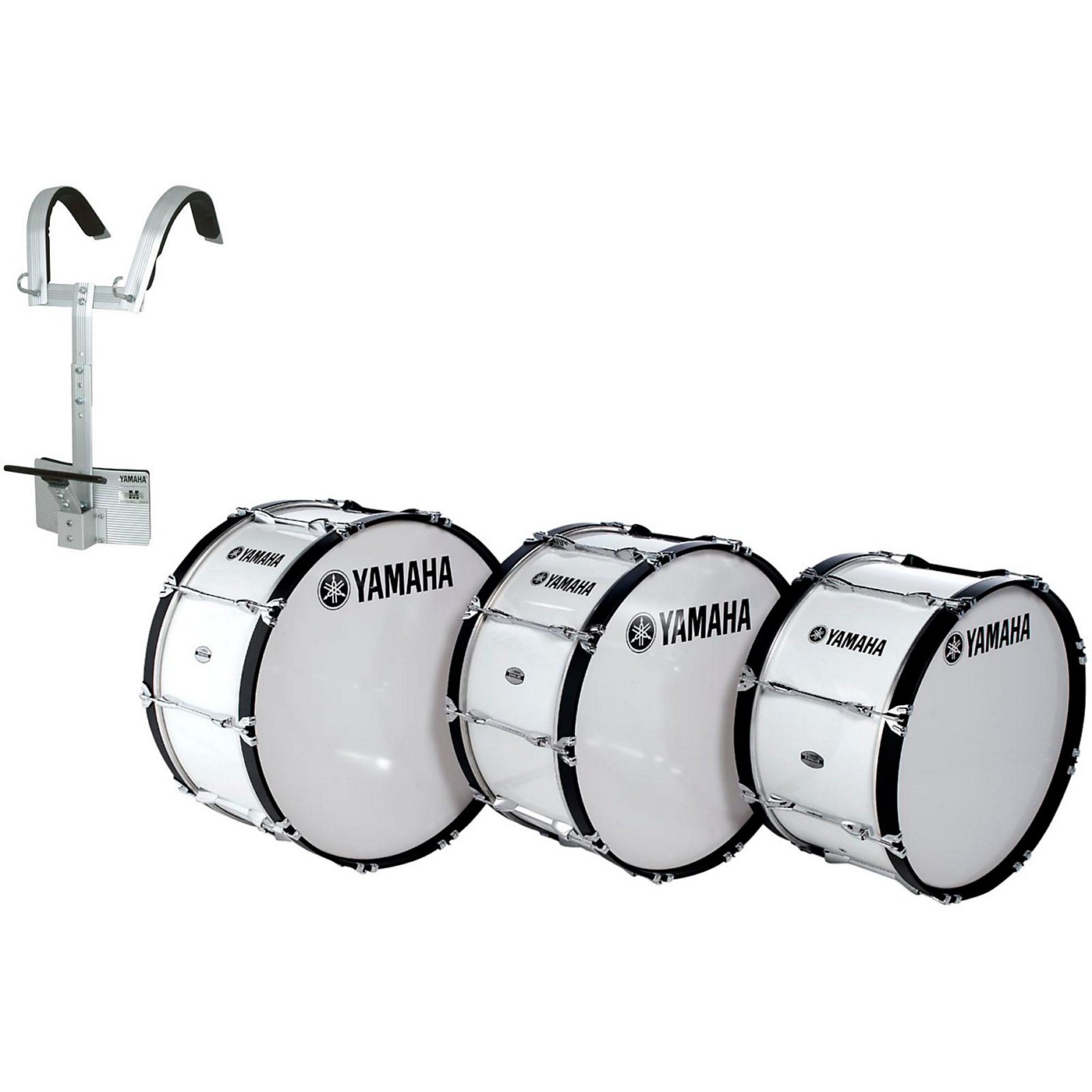 Yamaha PowerLite Marching Bass Drum with Carrier White Wrap 20x13 Inch