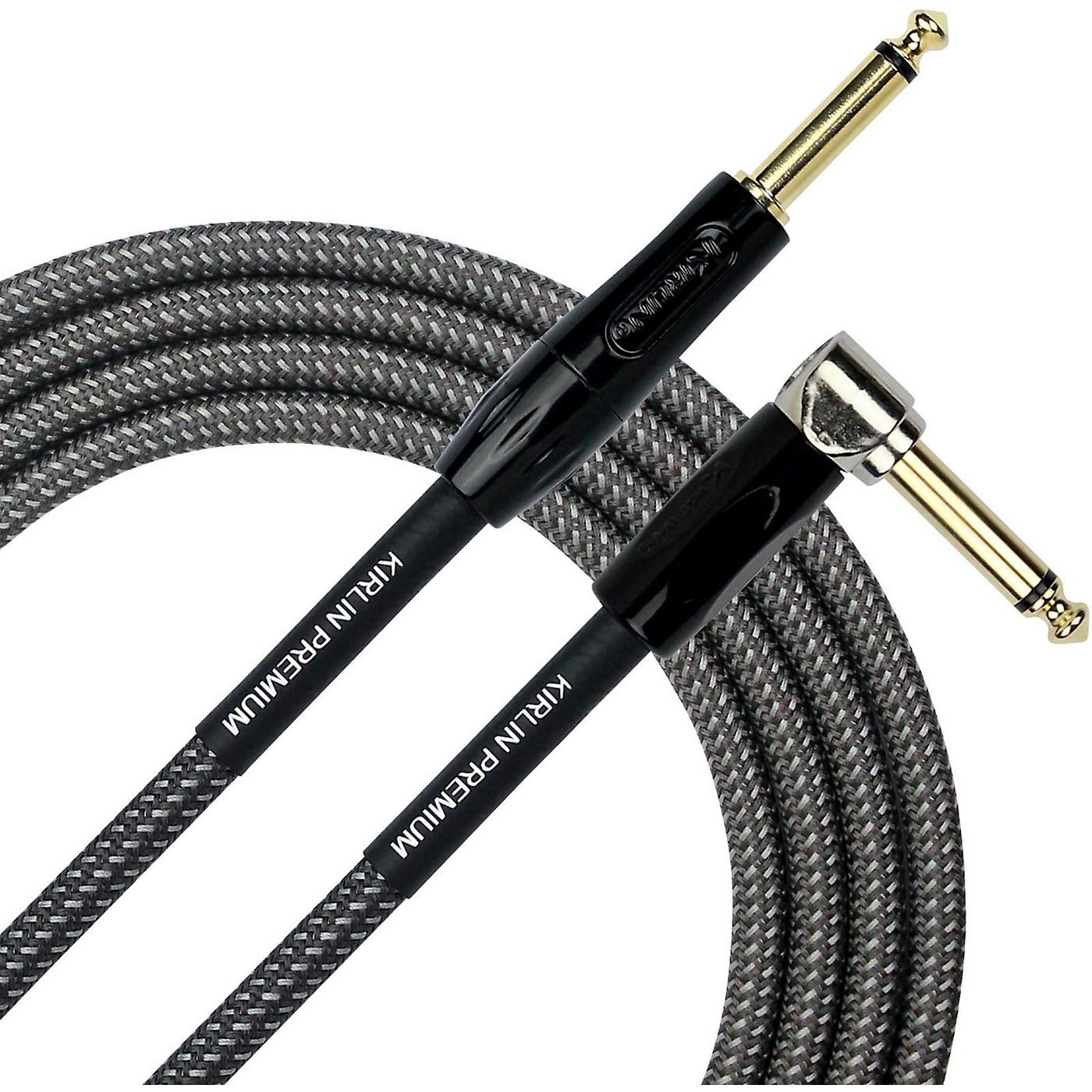 KIRLIN Premium Plus Straight to Right Angle Instrument Cable, Carbon Gray Woven Jacket thumbnail