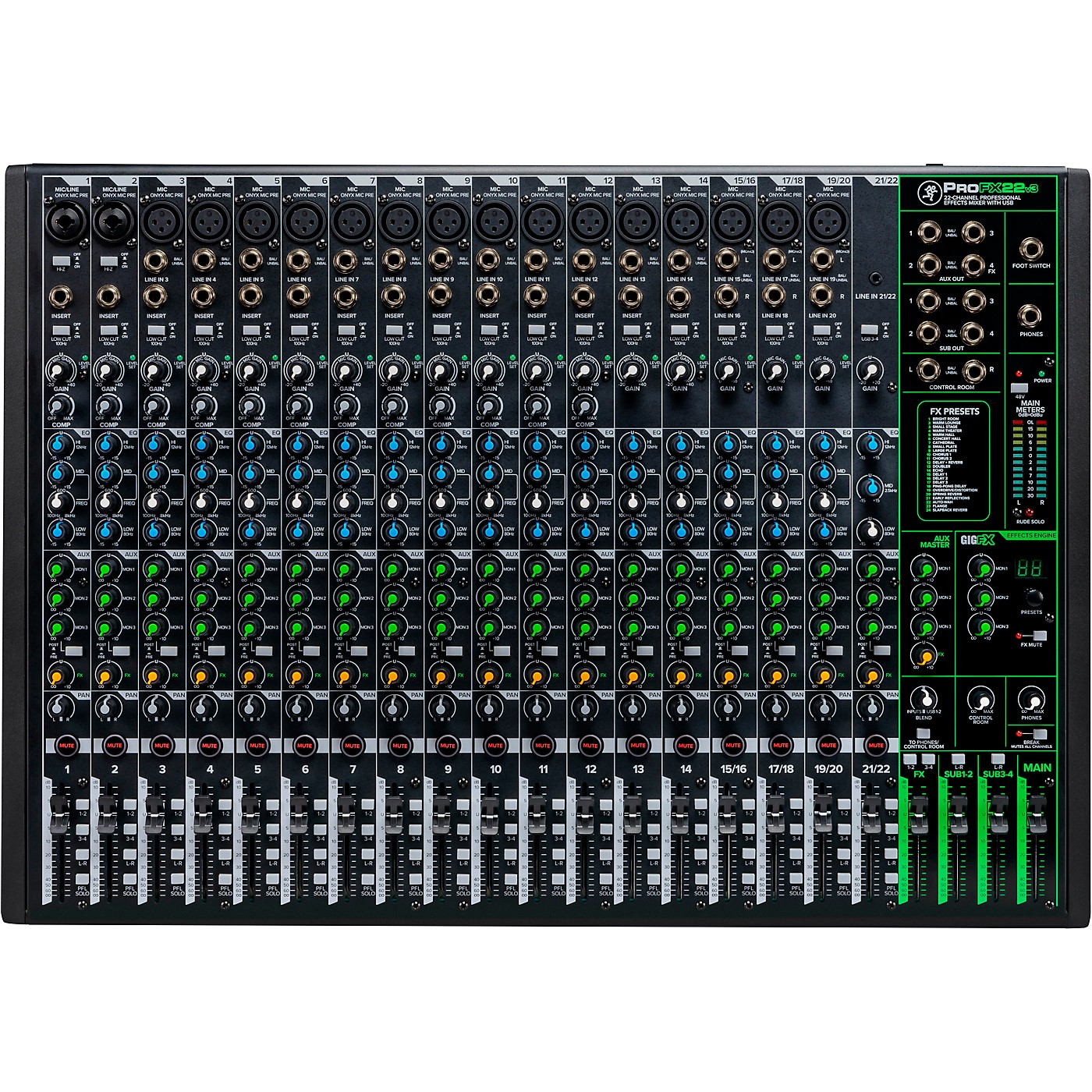 Mackie ProFX22v3 22-Channel 4-Bus Professional Effects Mixer with USB thumbnail